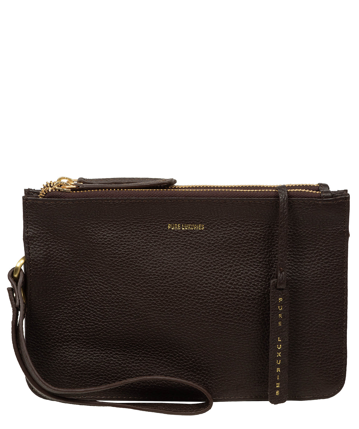 'Eleanor' Espresso Leather Clutch Bag