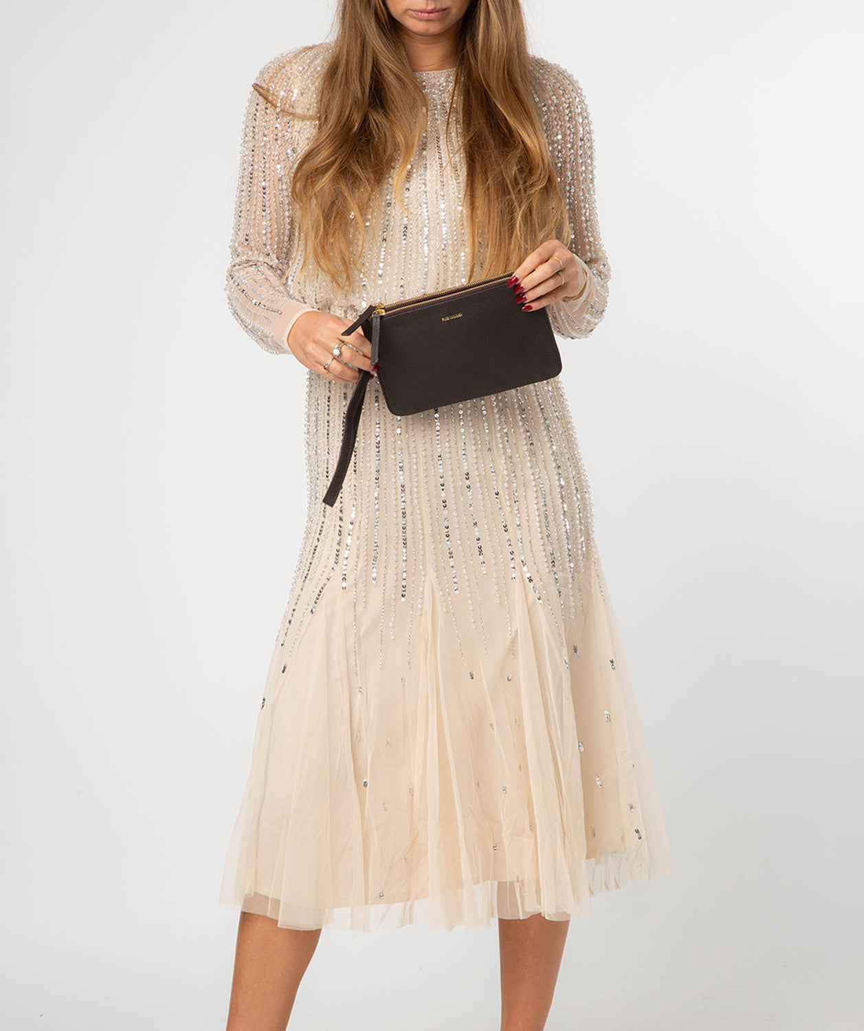 'Eleanor' Espresso Leather Clutch Bag