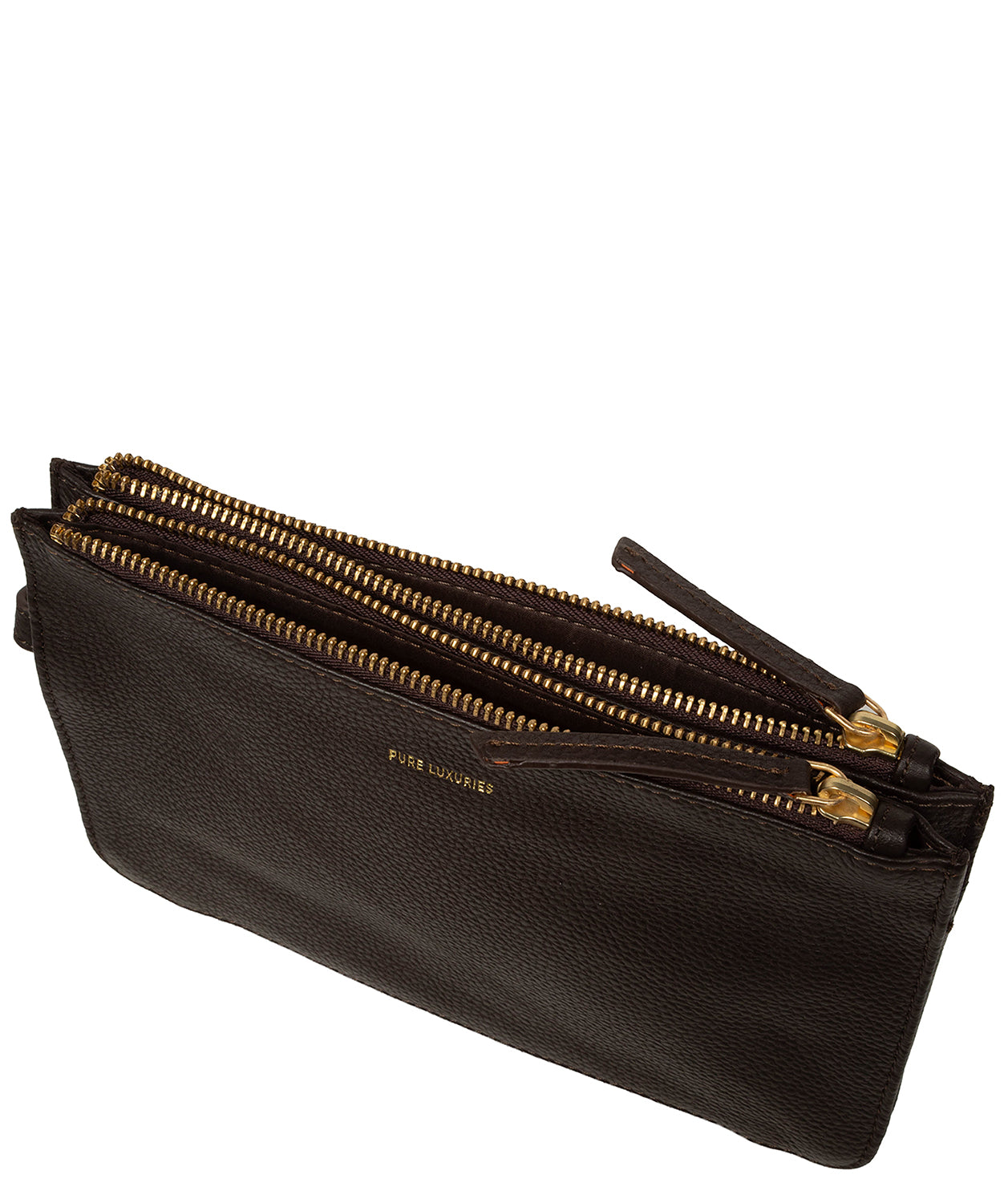 'Eleanor' Espresso Leather Clutch Bag