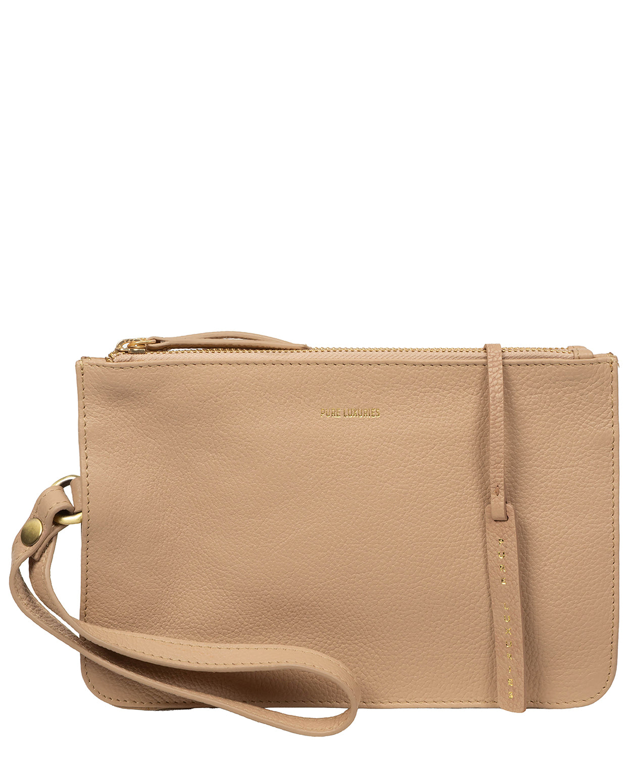 'Eleanor' Latte Leather Clutch Bag