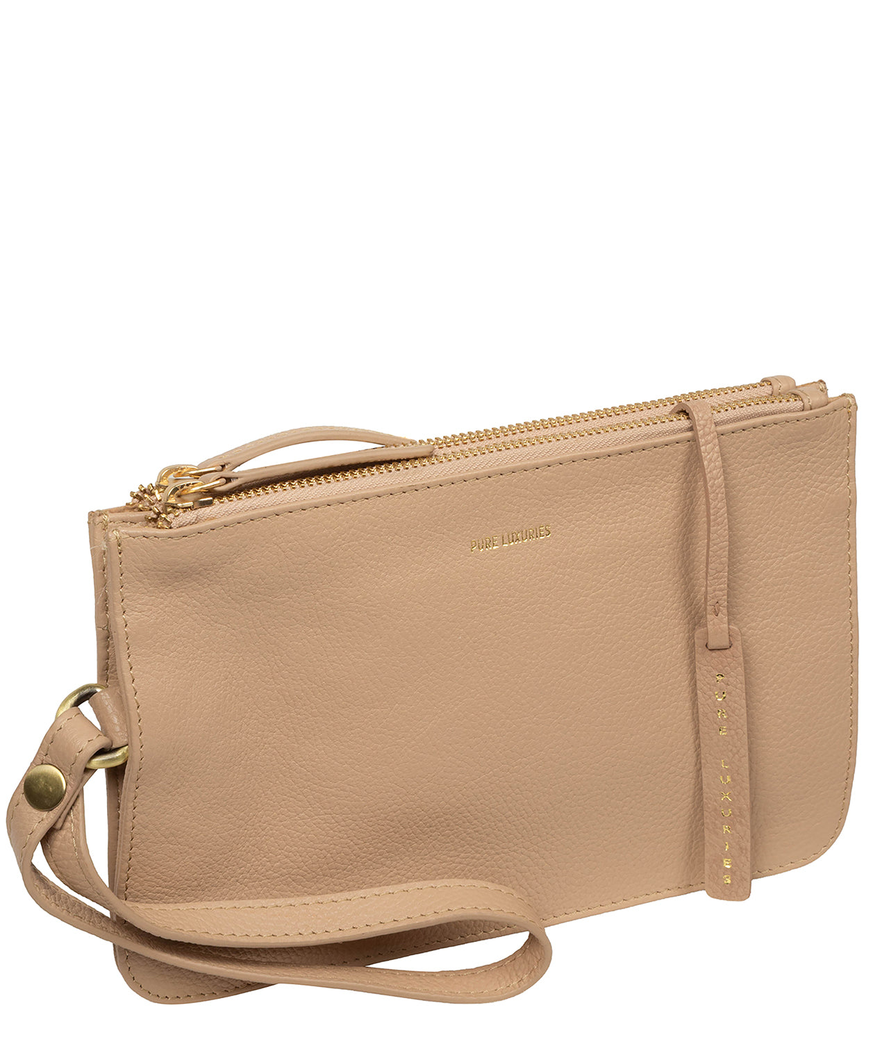 'Eleanor' Latte Leather Clutch Bag