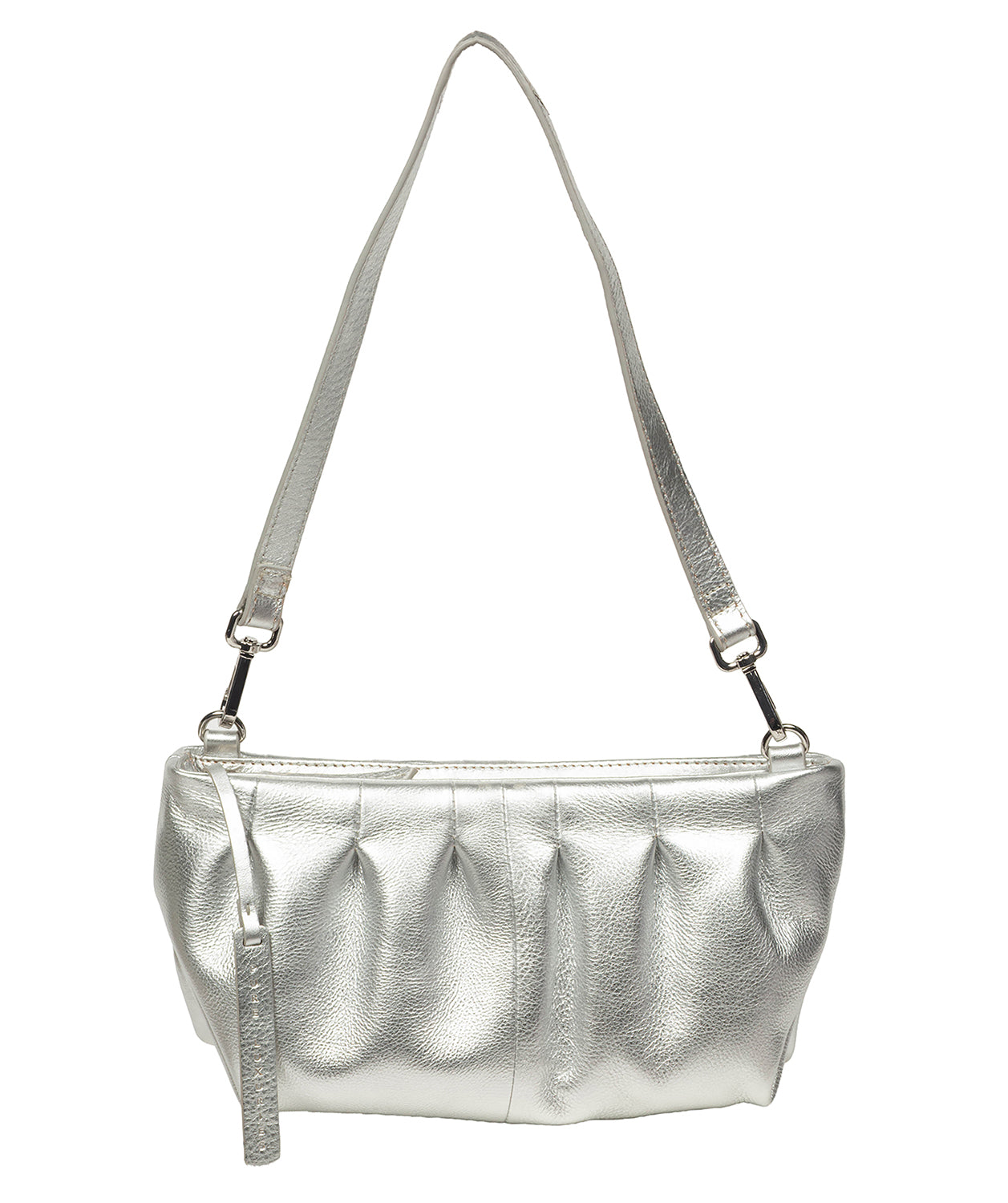 'Marcelline' Metallic Silver Leather Evening and Clutch Bag