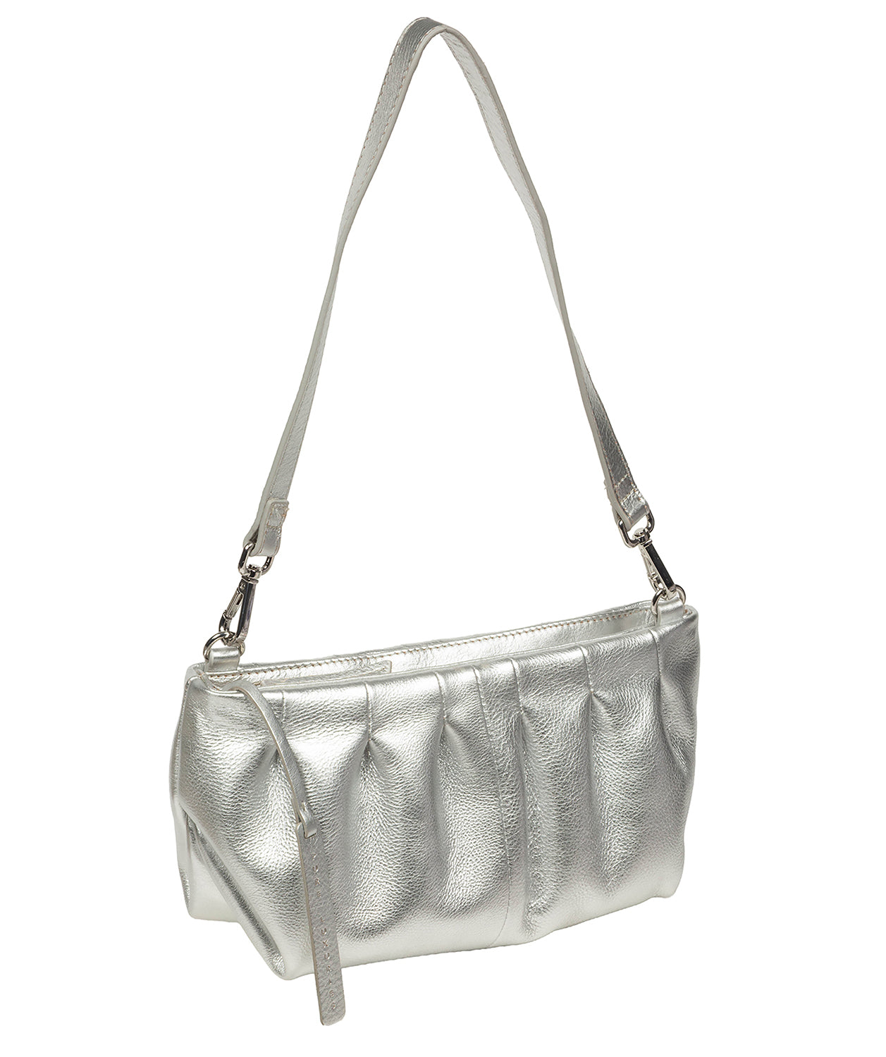 'Marcelline' Metallic Silver Leather Evening and Clutch Bag