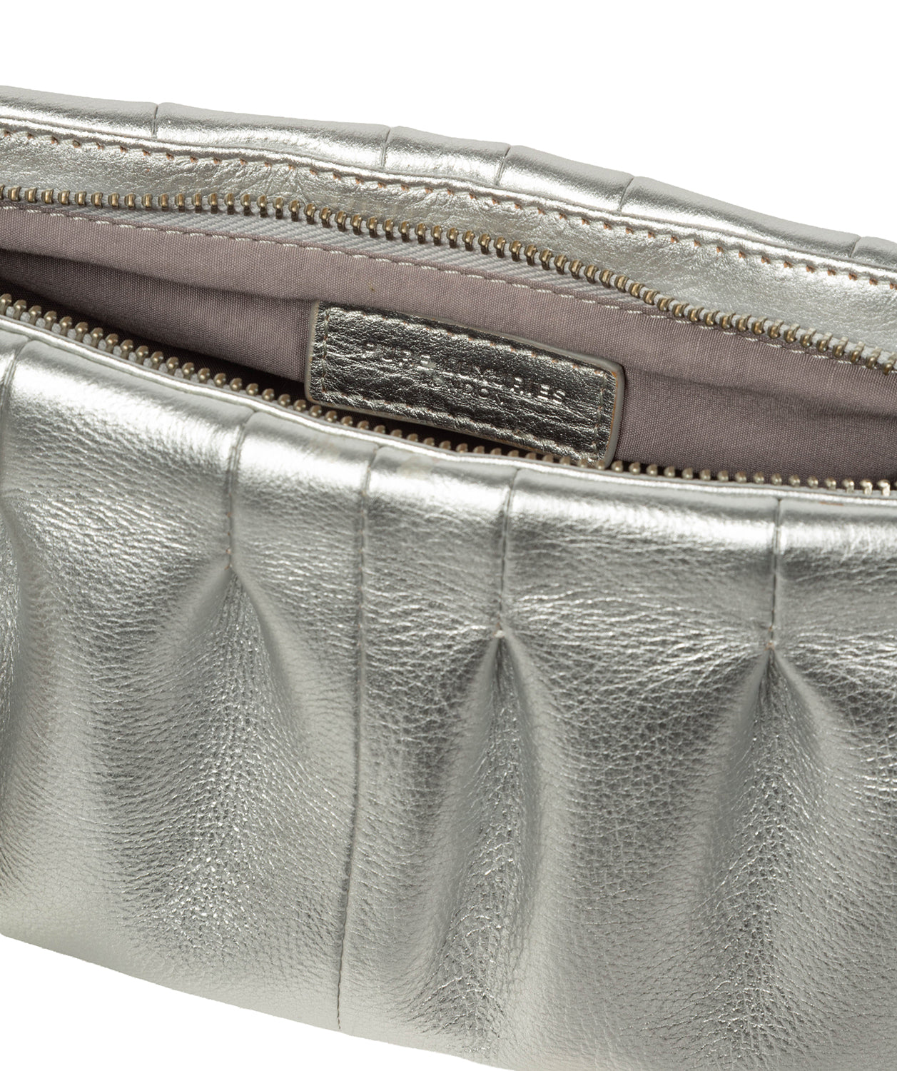 'Marcelline' Metallic Silver Leather Evening and Clutch Bag