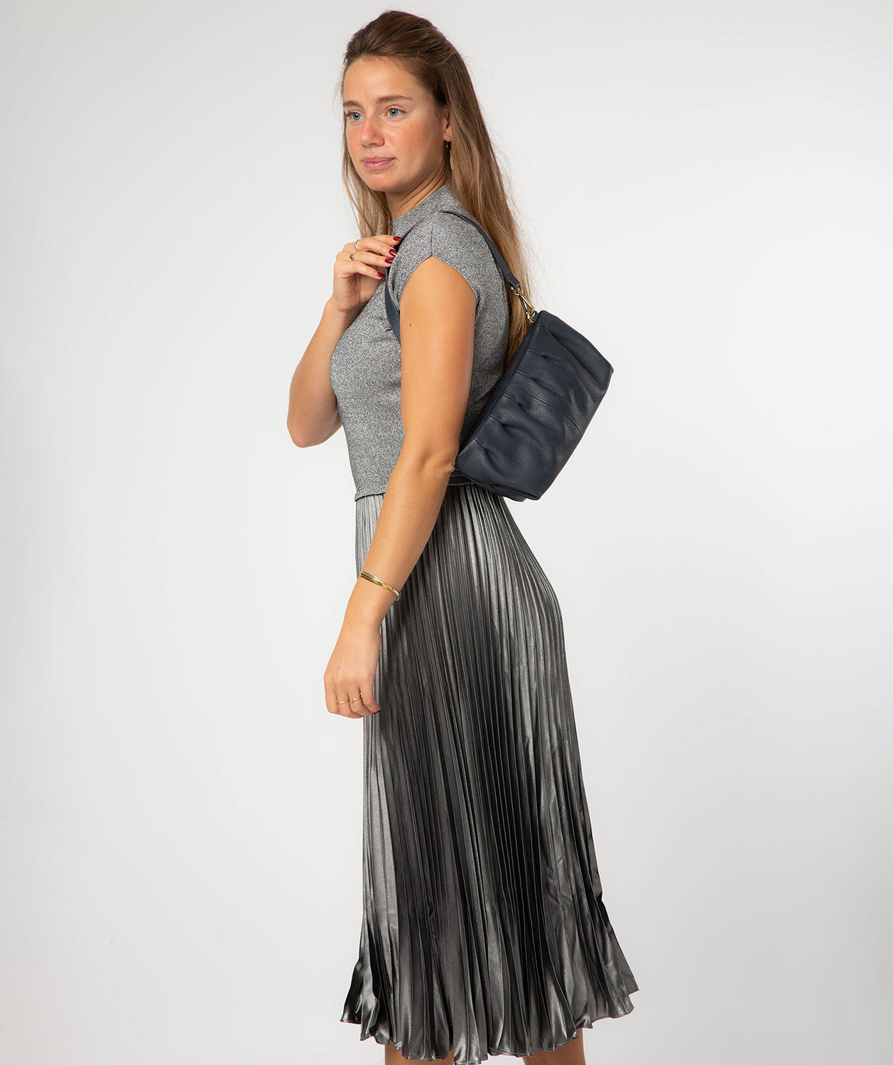 'Marcelline' Navy Leather Evening and Clutch Bag