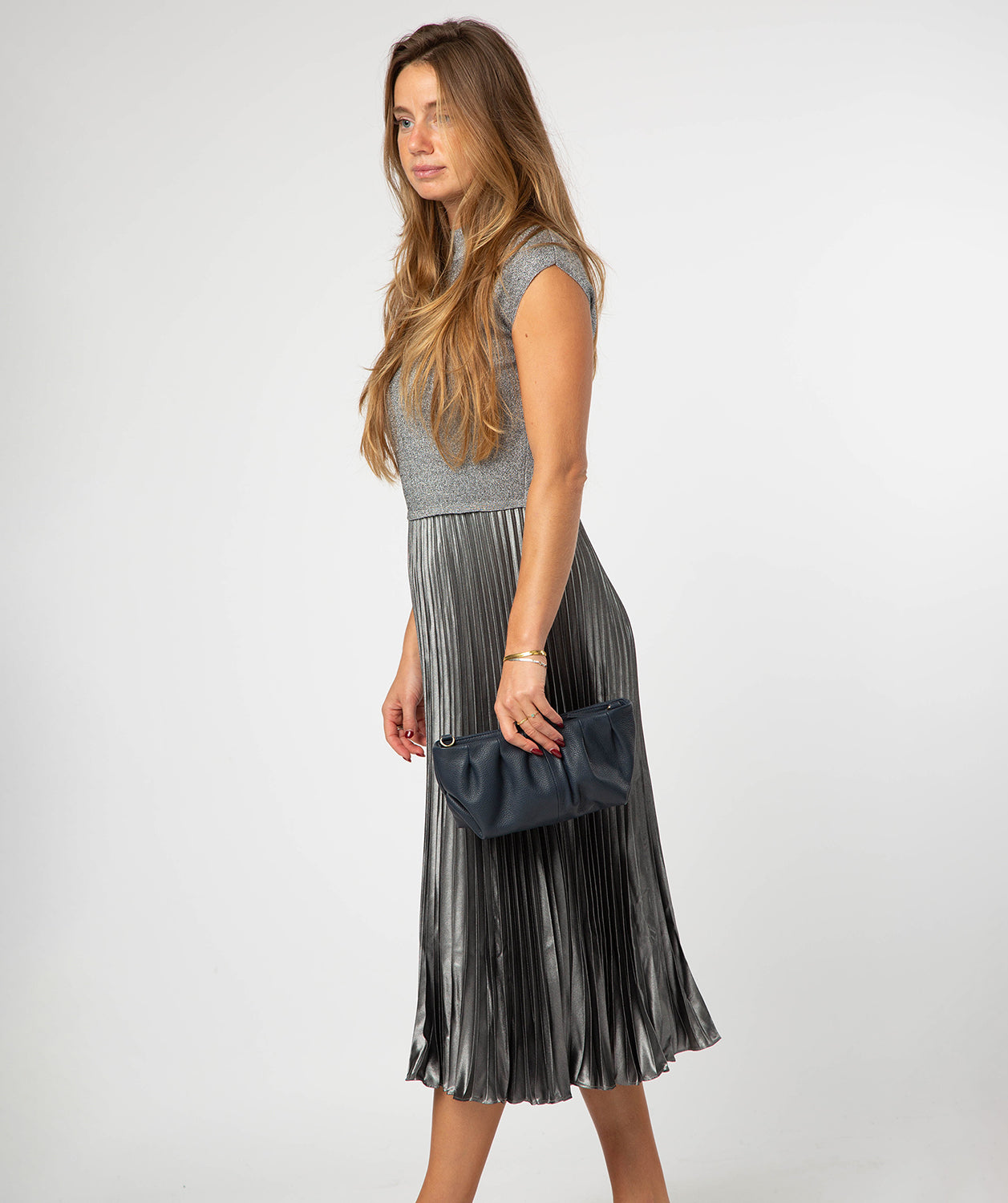 'Marcelline' Navy Leather Evening and Clutch Bag