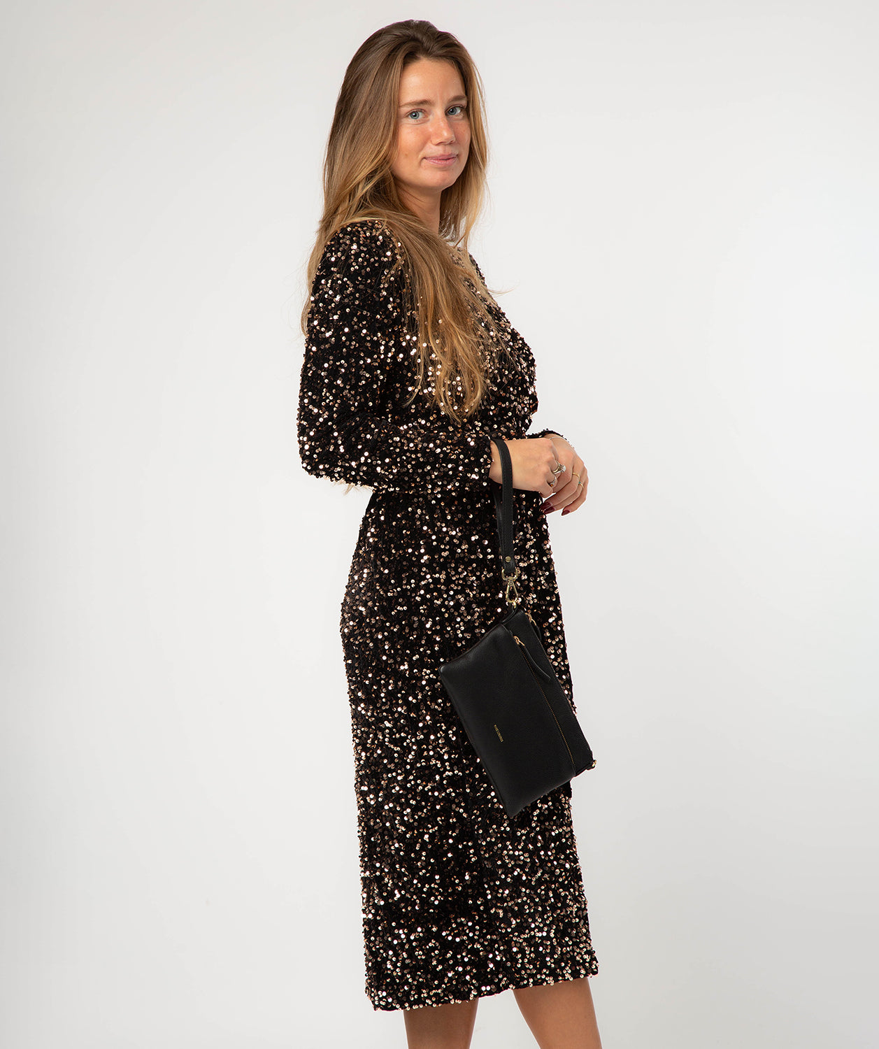 'Estelle' Black Leather Clutch and Cross Body Bag