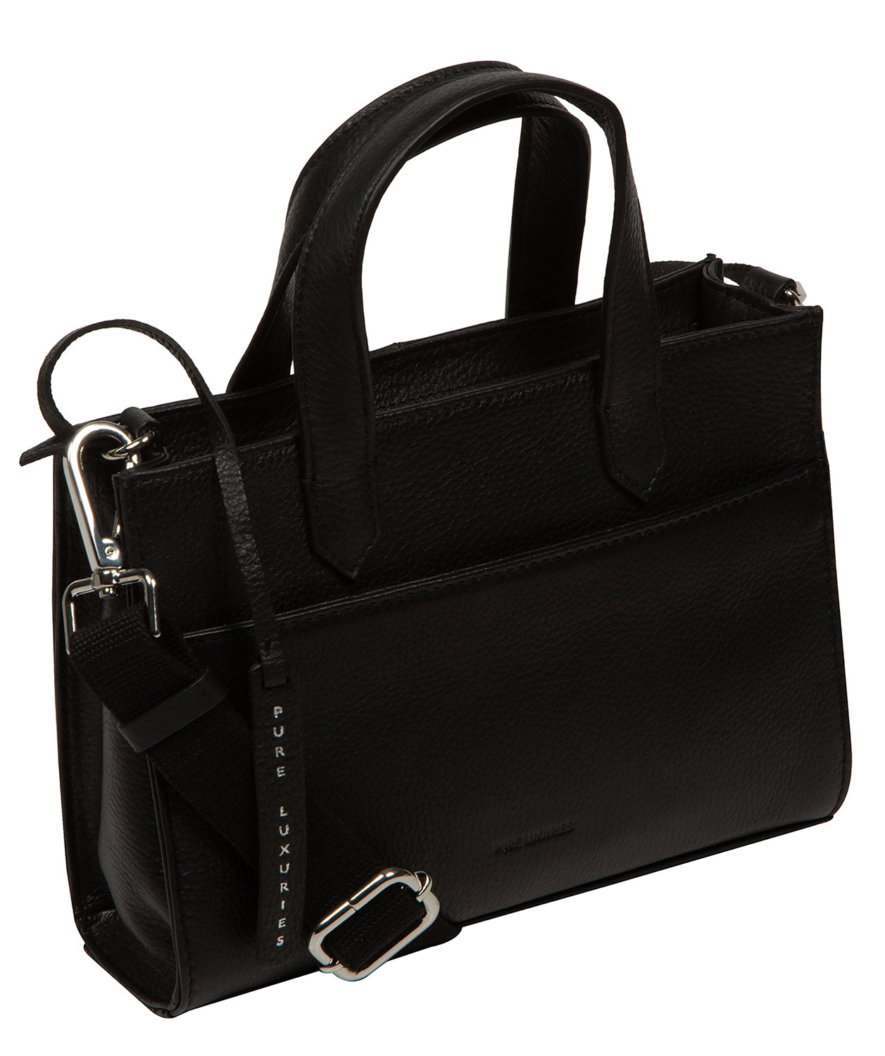 'Tatiana' Black Leather Cross Body Mini Grab Bag