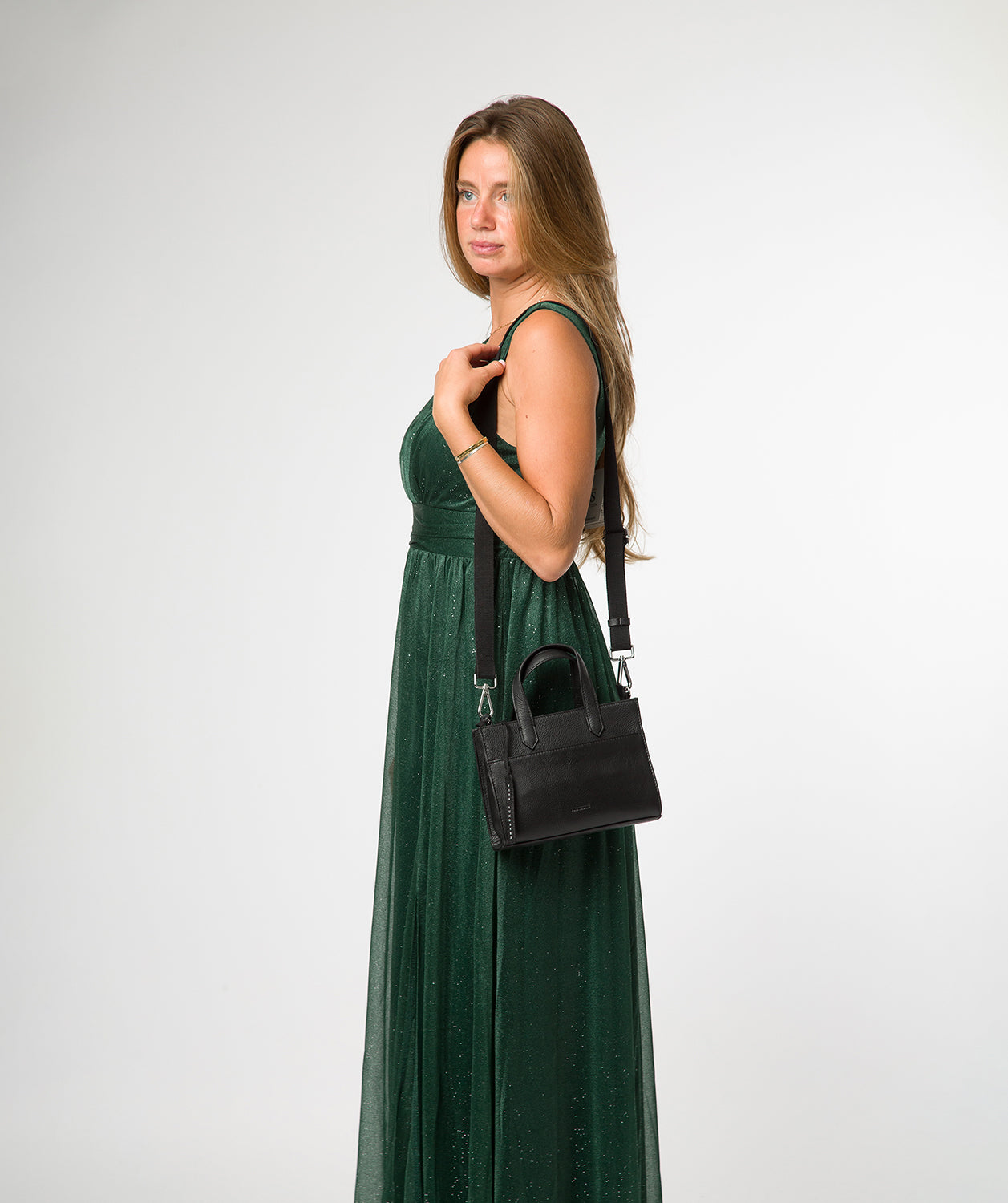 'Tatiana' Black Leather Cross Body Mini Grab Bag