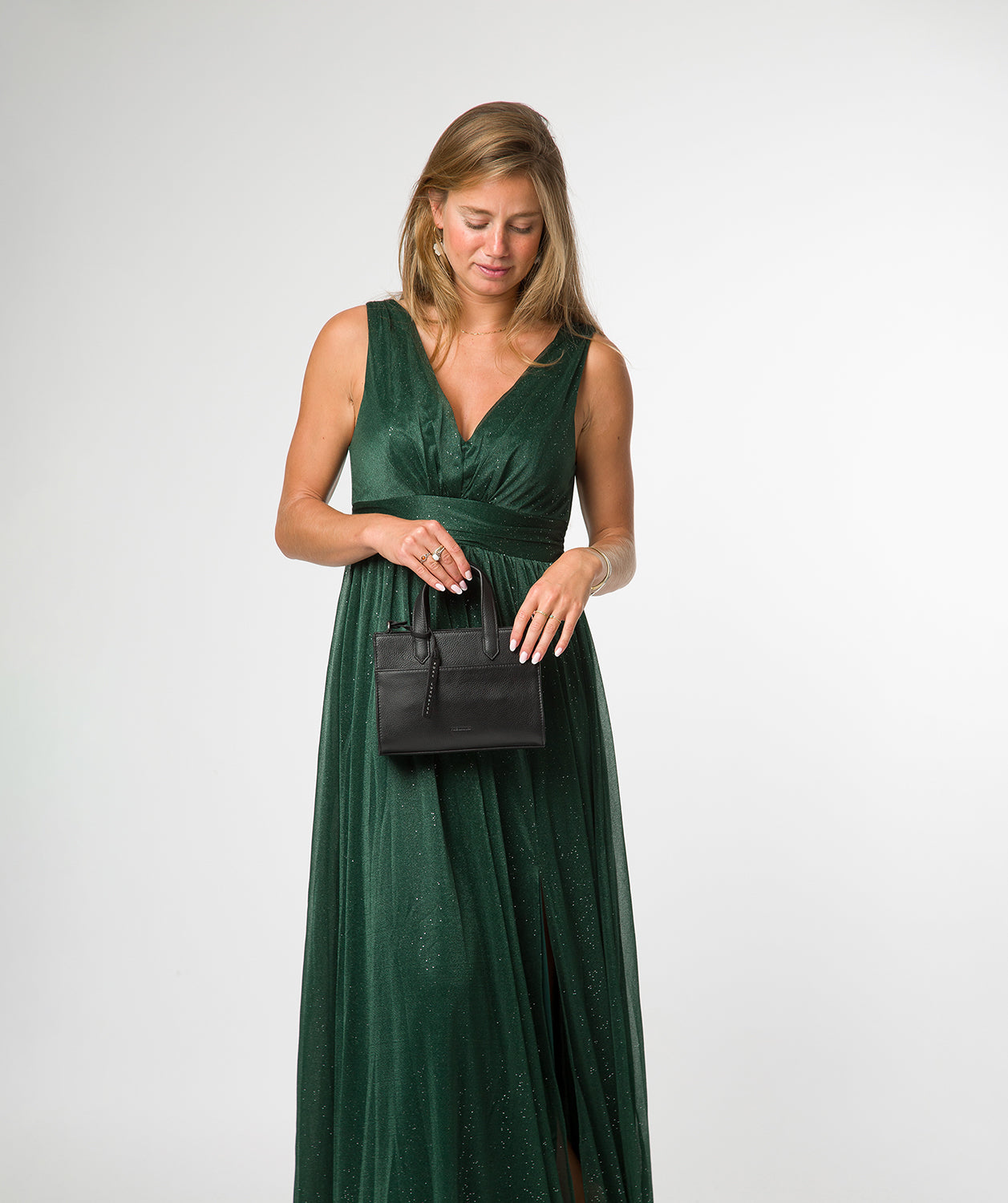 'Tatiana' Black Leather Cross Body Mini Grab Bag