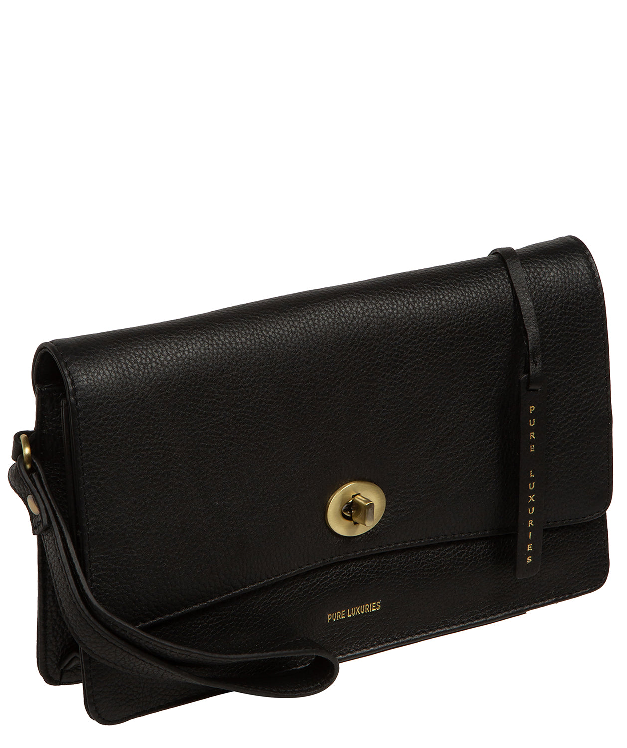 'Clarissa' Black Leather Clutch Bag
