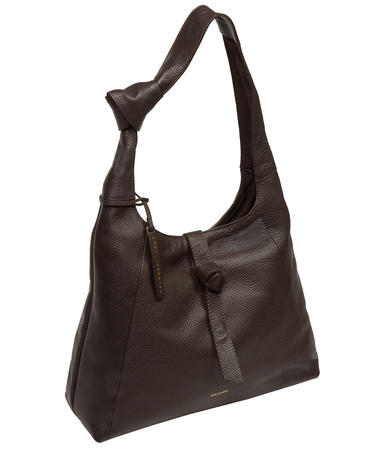 Grace espresso shoulder bag back view with gold-coloured hardware
