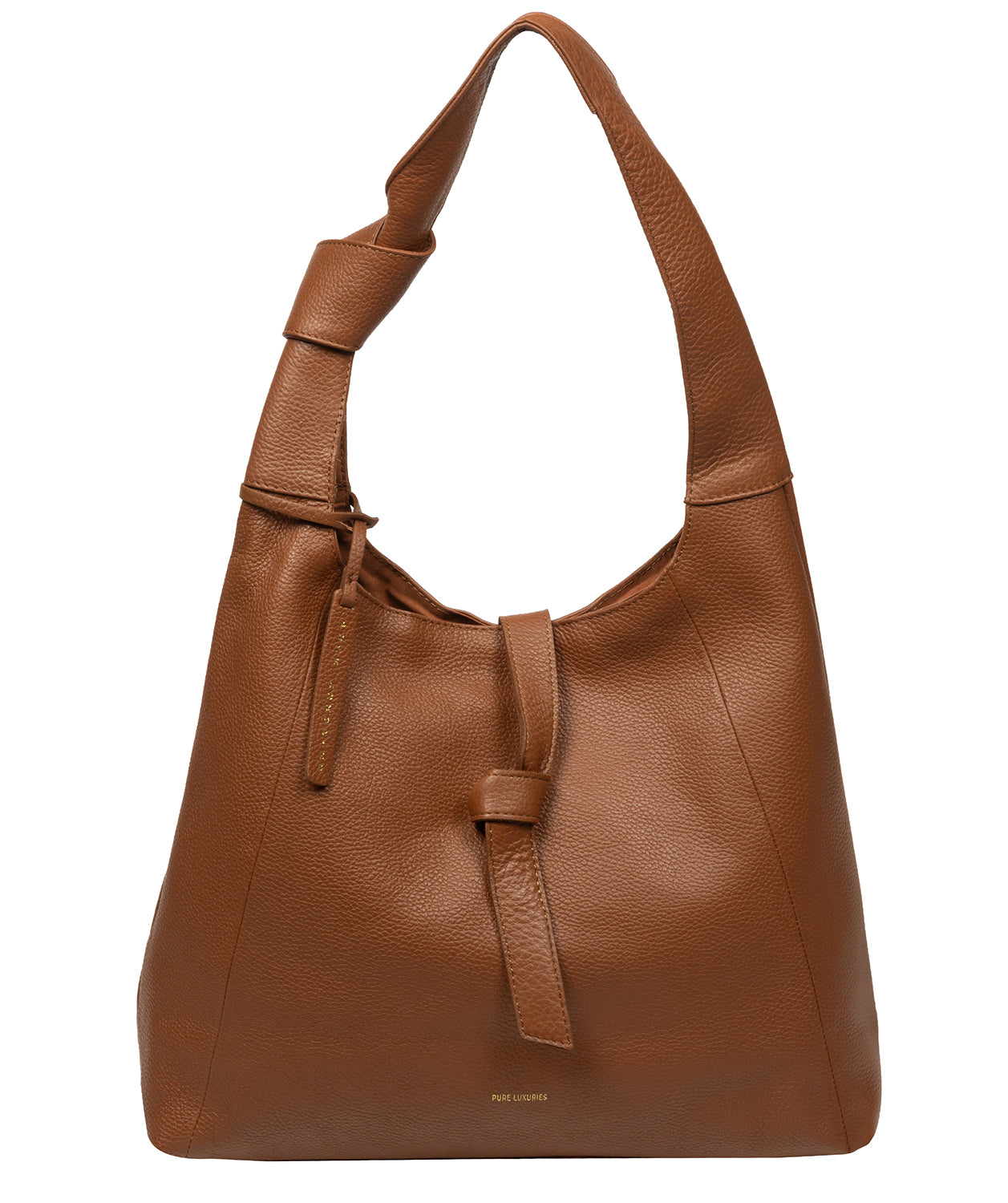 Grace shoulder bag fold-over strap and press stud fastener detail