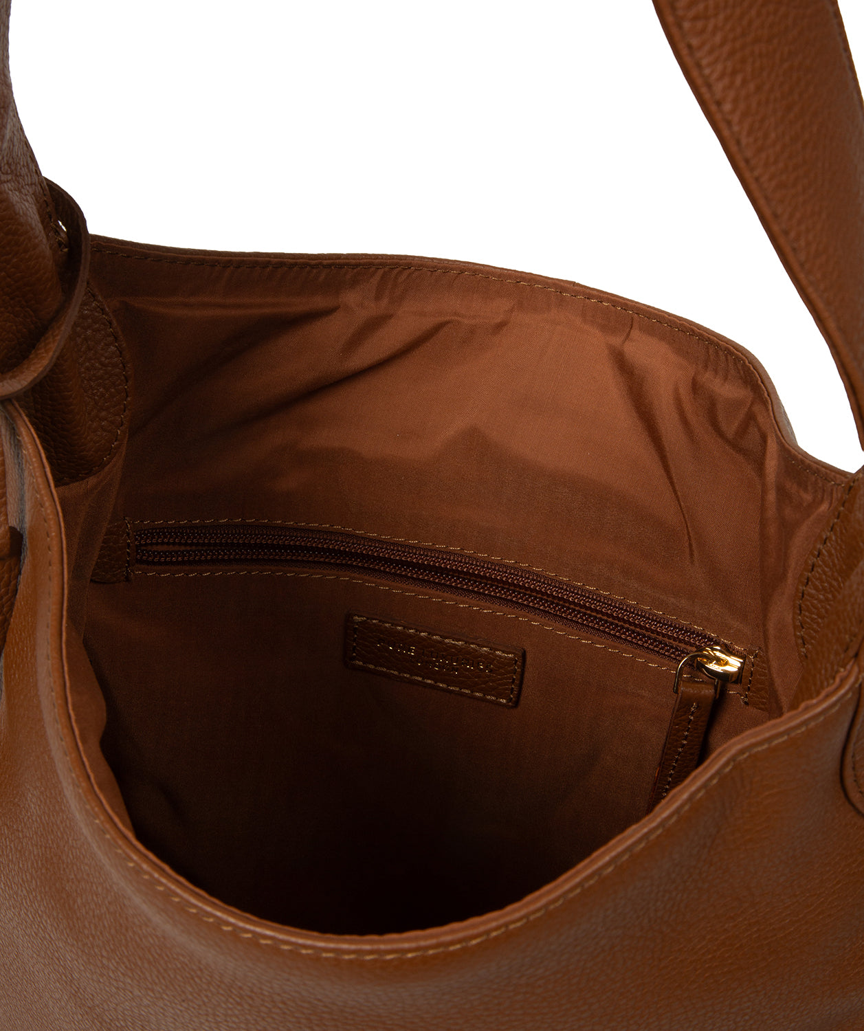 Adjustable shoulder strap with gold-coloured metal fittings