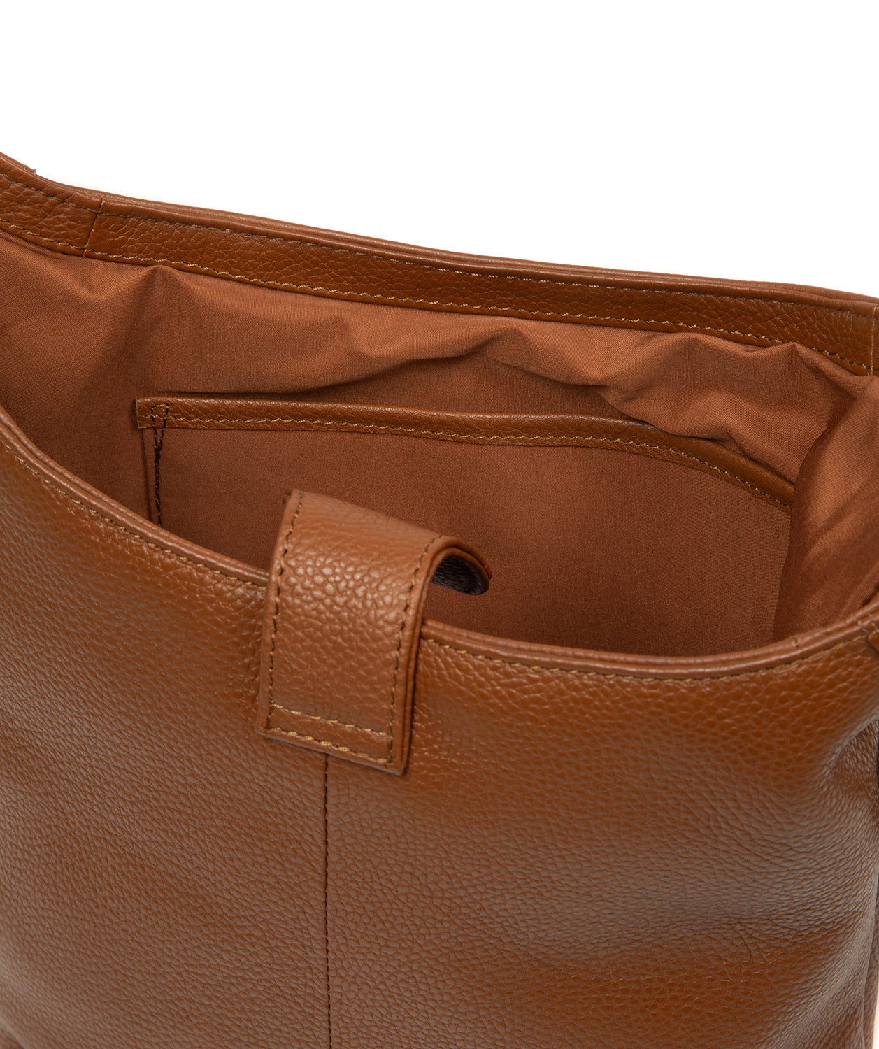 Aria tan leather bag with hanging charm finishing detail