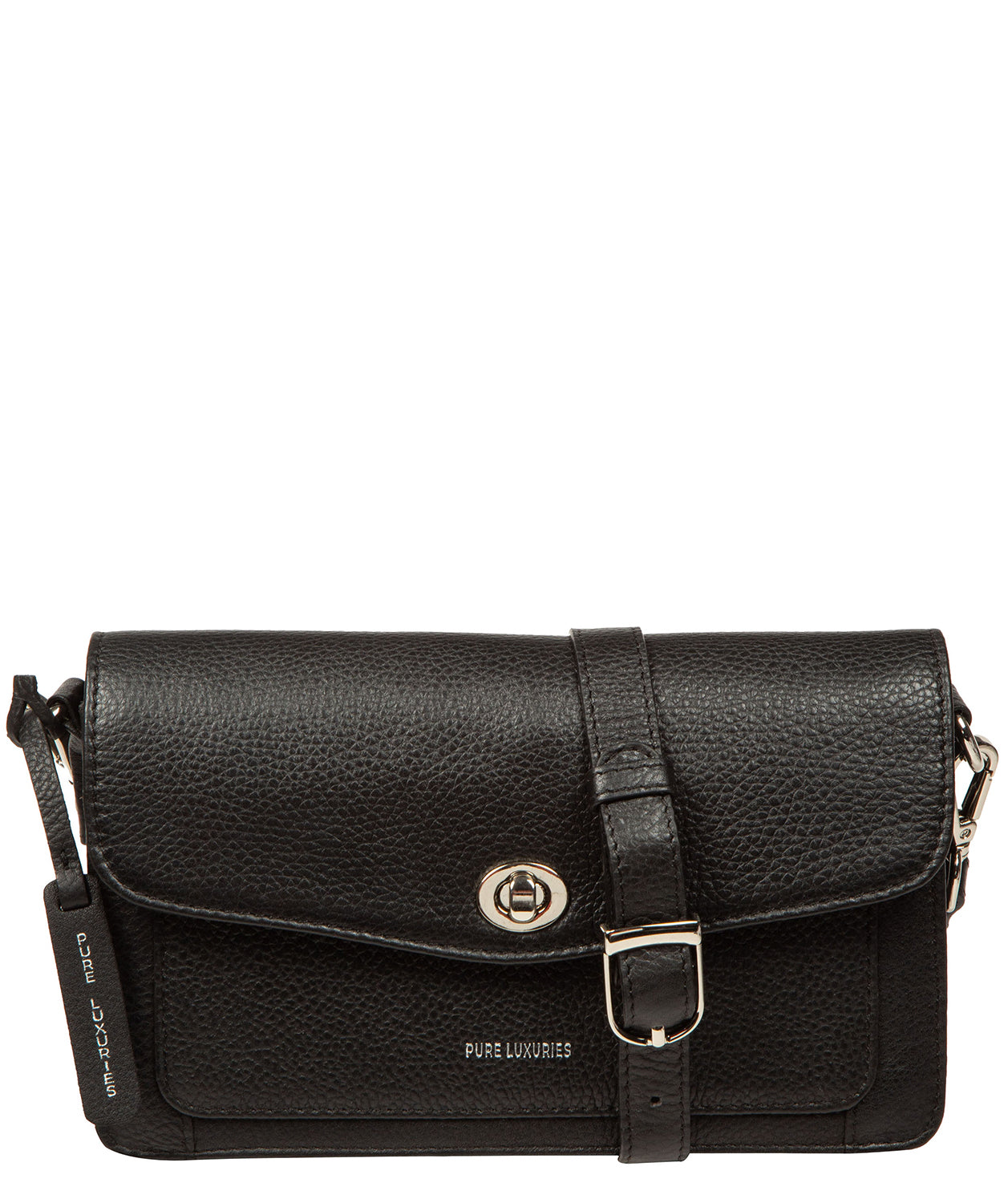Freya black leather crossbody bag with detachable strap