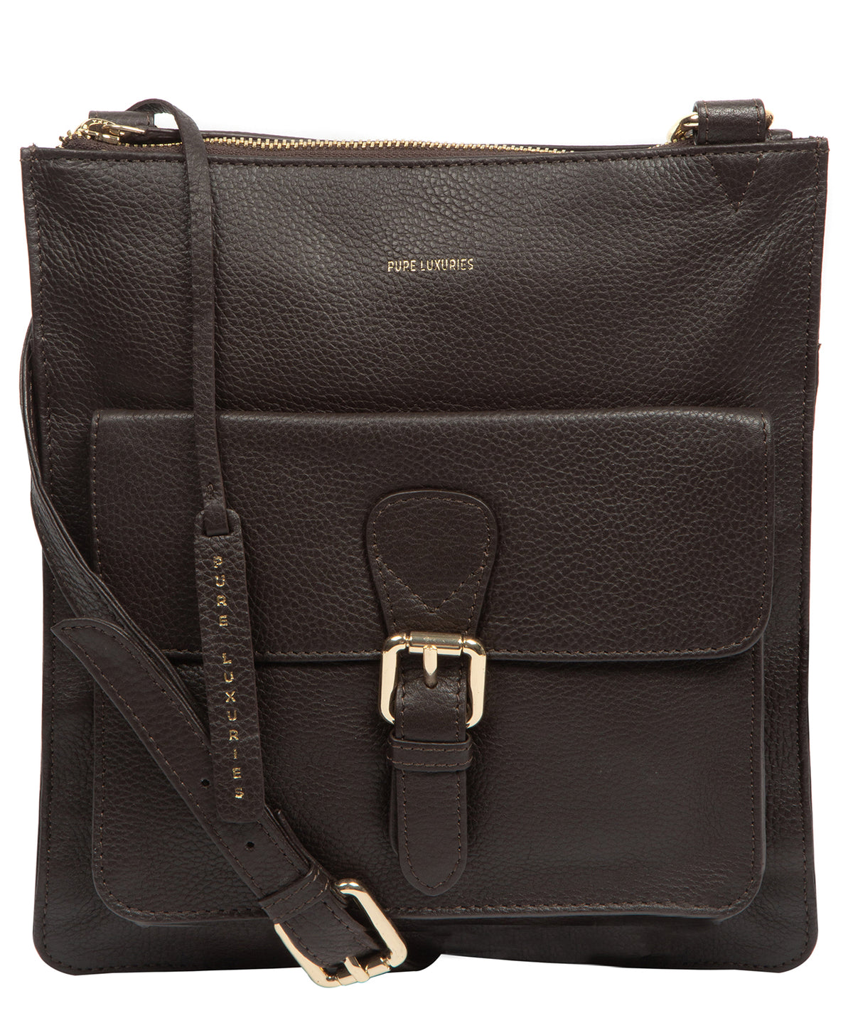 'Lucienne' Espresso Leather Cross Body Bag
