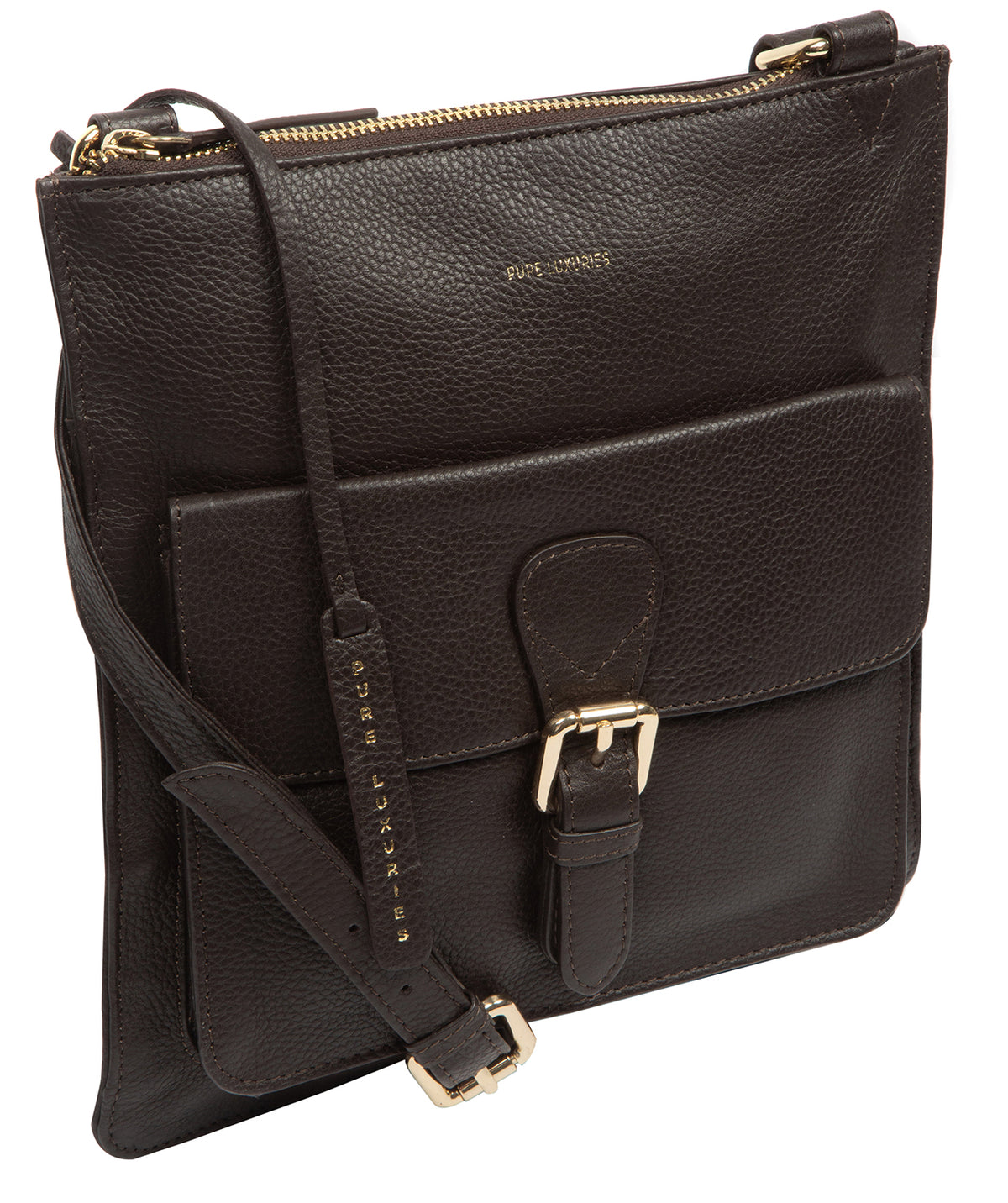 'Lucienne' Espresso Leather Cross Body Bag