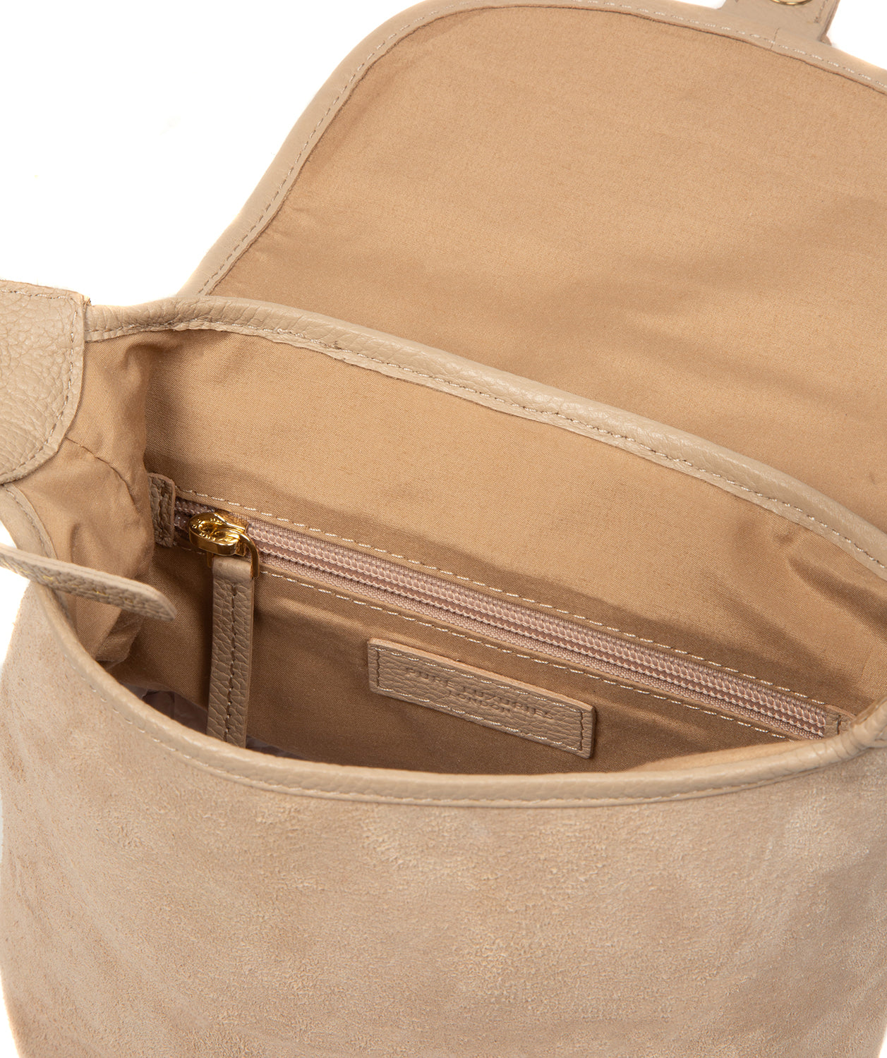 Adjustable leather shoulder strap and embossed logo