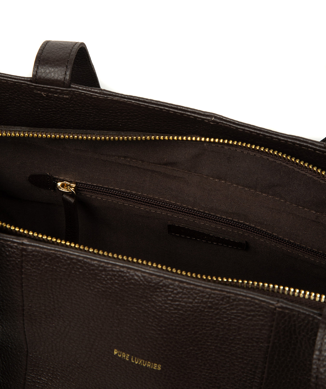 Top zip-over closure and hanging charm detail