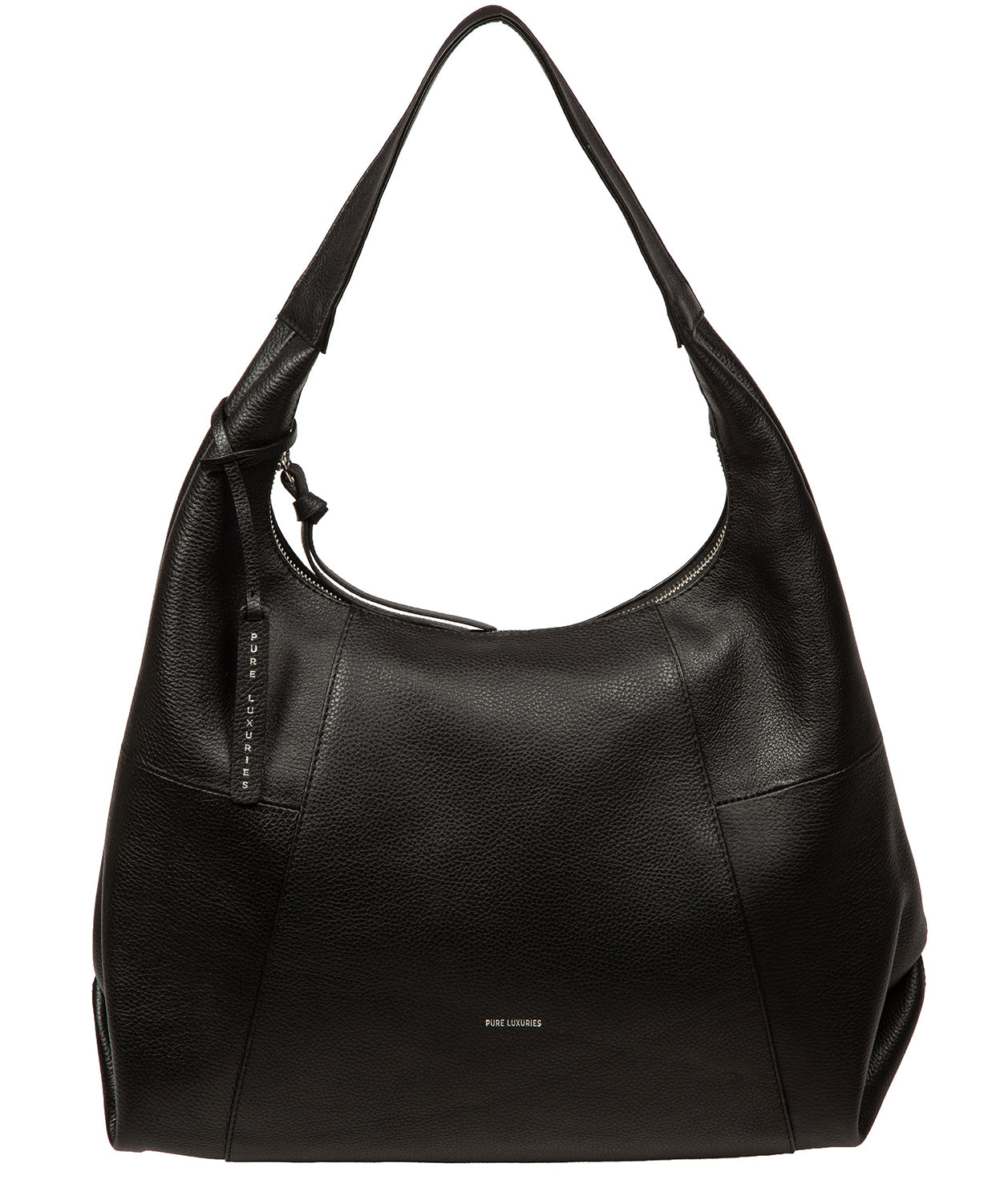 Pure Luxuries Kirsten black pebble grain leather shoulder bag front view