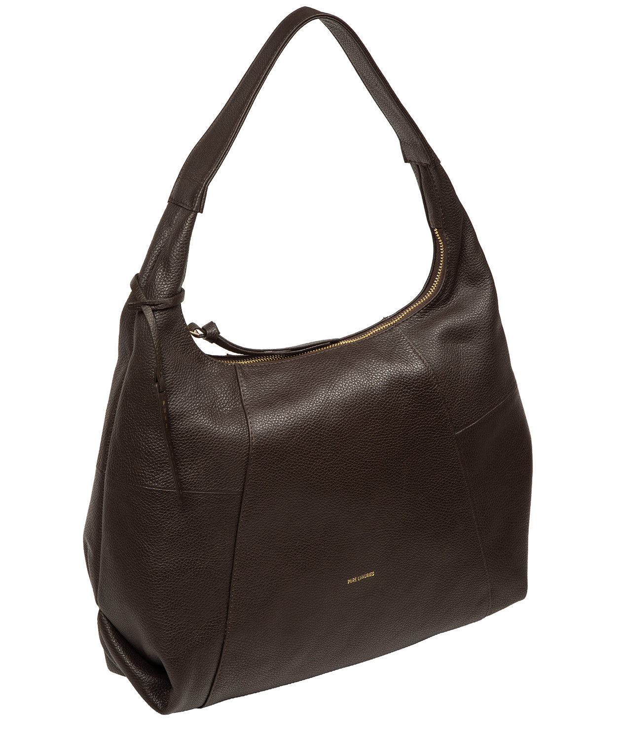 Gold-coloured metal fittings and matching zip detail