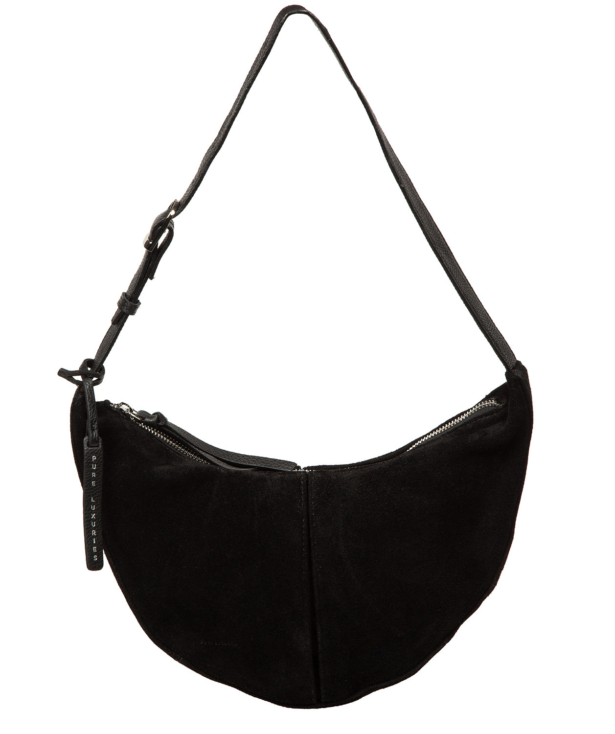 Johanna suede bag three-quarter angle showing structure