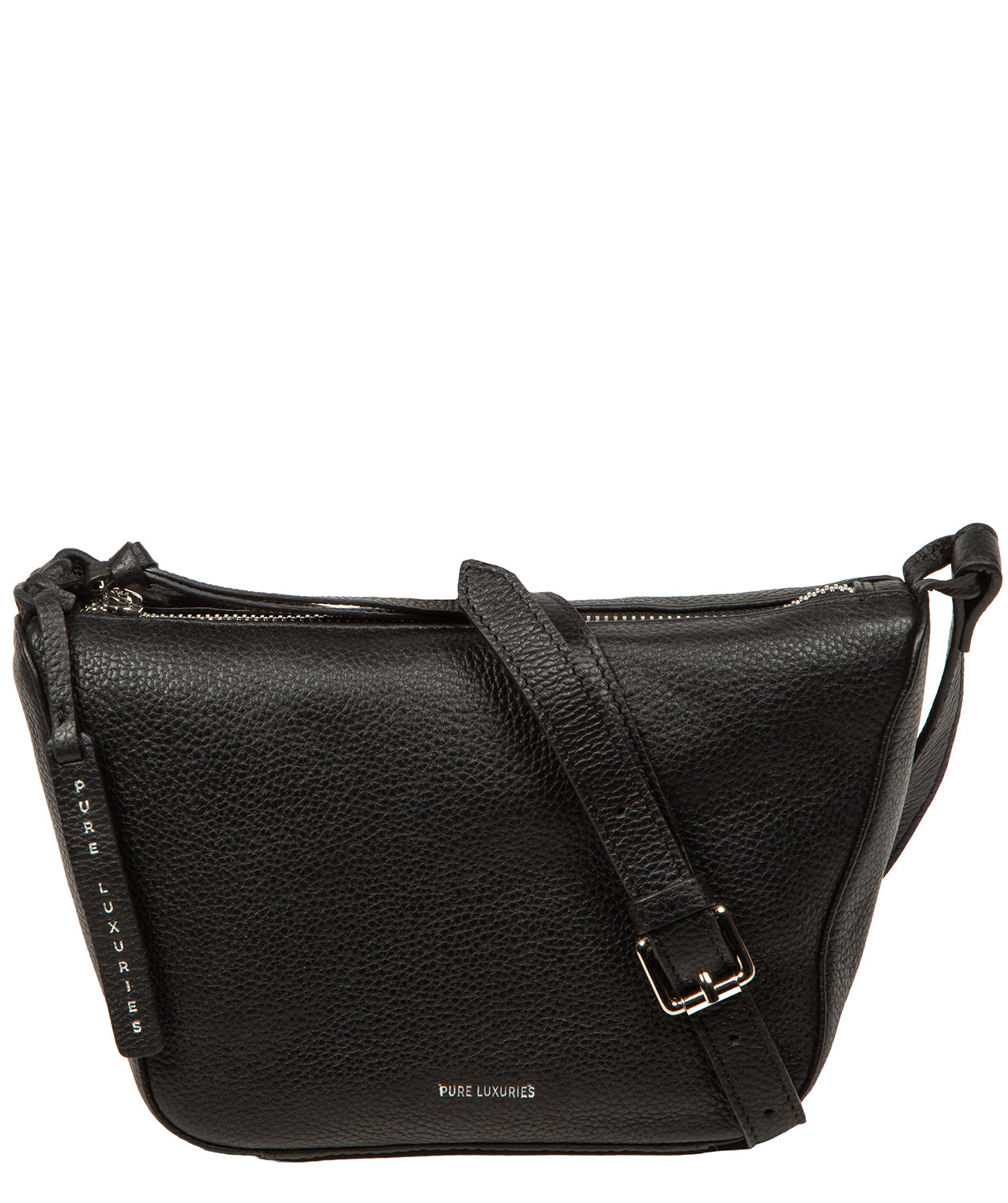 'Solene' Black Leather Cross Body Bag