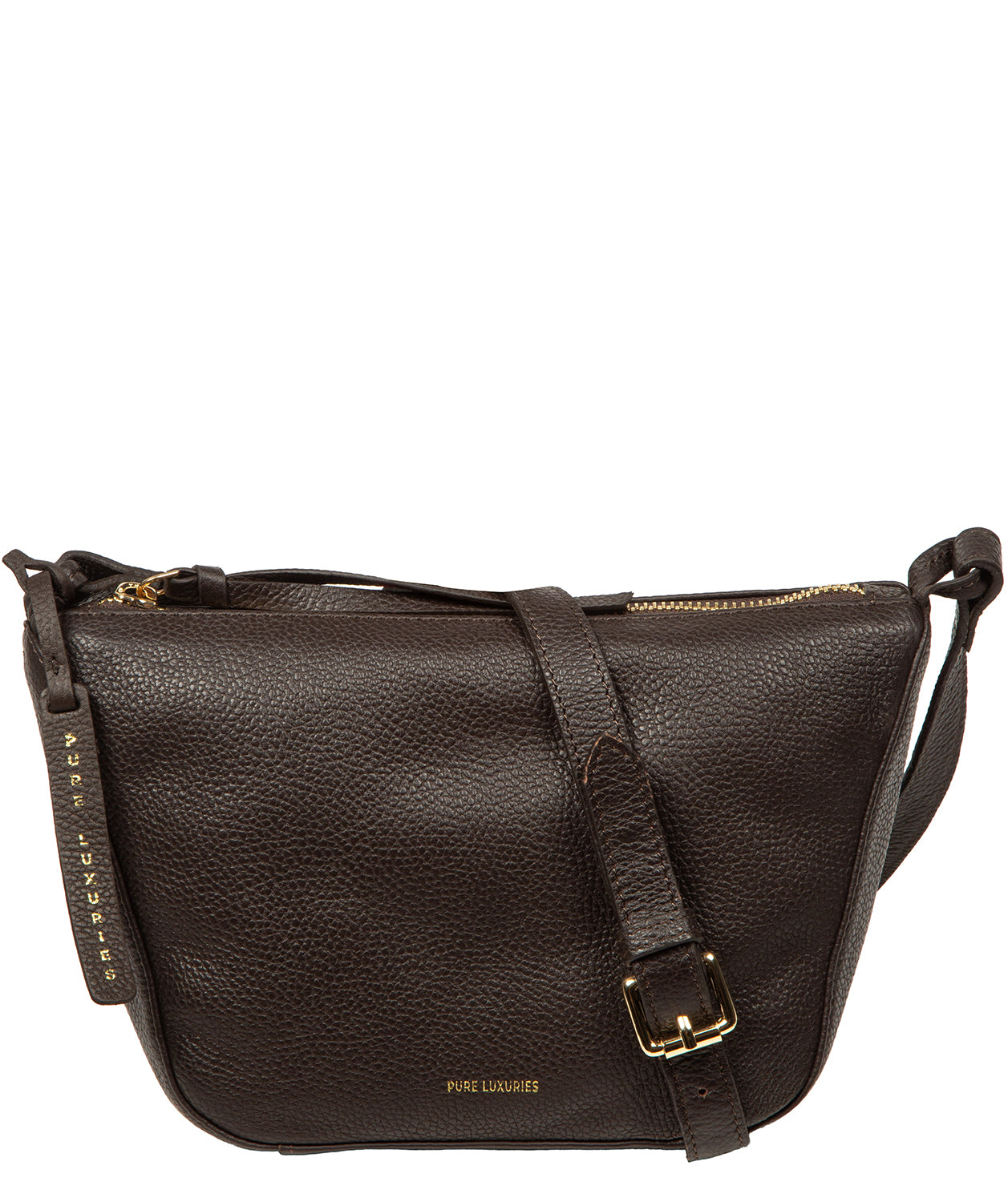 'Solene' Espresso Leather Cross Body Bag