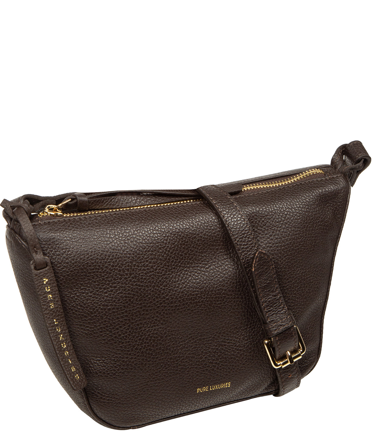 'Solene' Espresso Leather Cross Body Bag