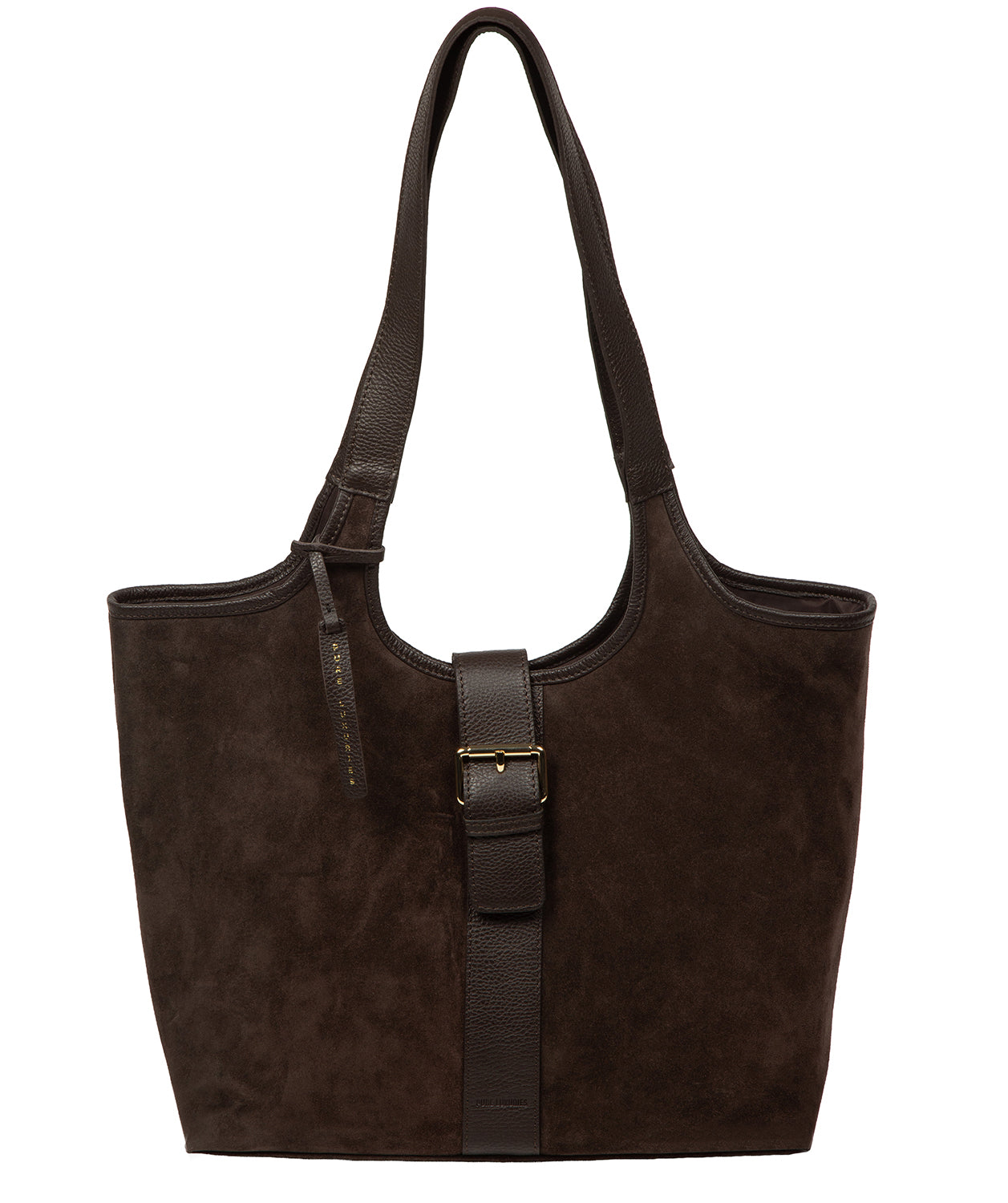 'Lark' Espresso Suede & Leather Tote Bag