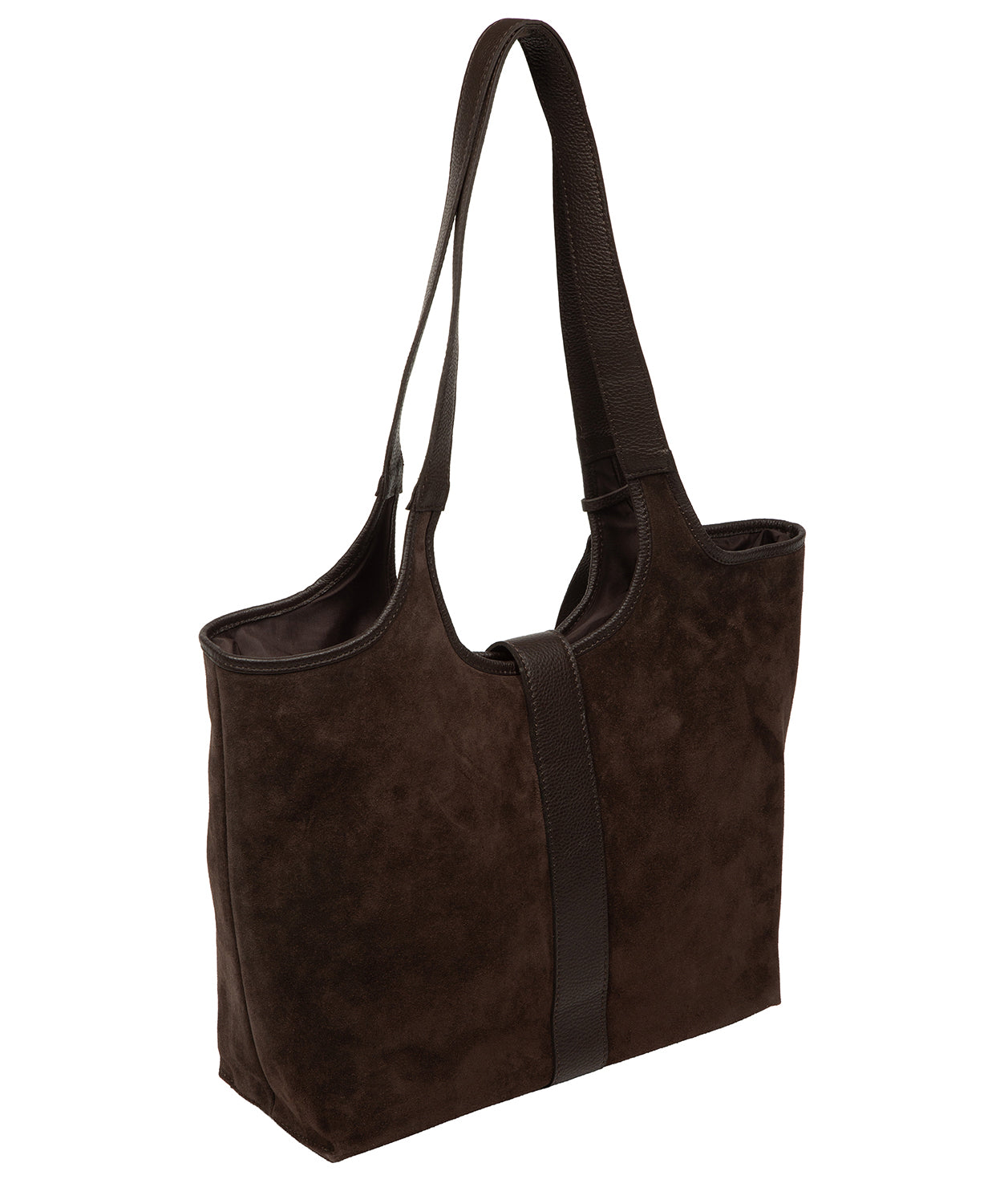 'Lark' Espresso Suede & Leather Tote Bag