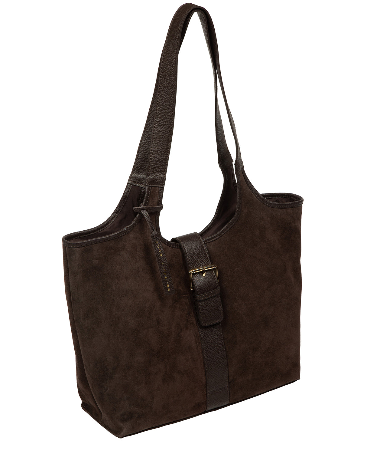 'Lark' Espresso Suede & Leather Tote Bag