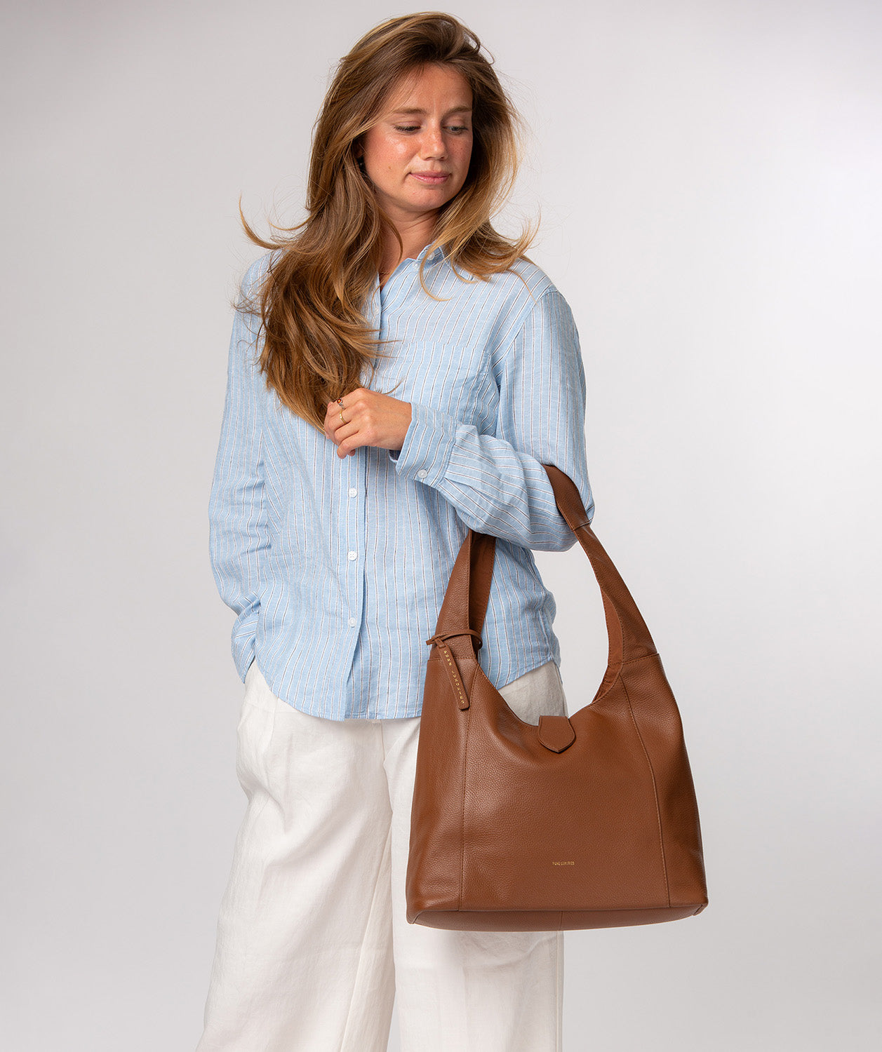 'Everly' Tan Leather Shoulder Bag