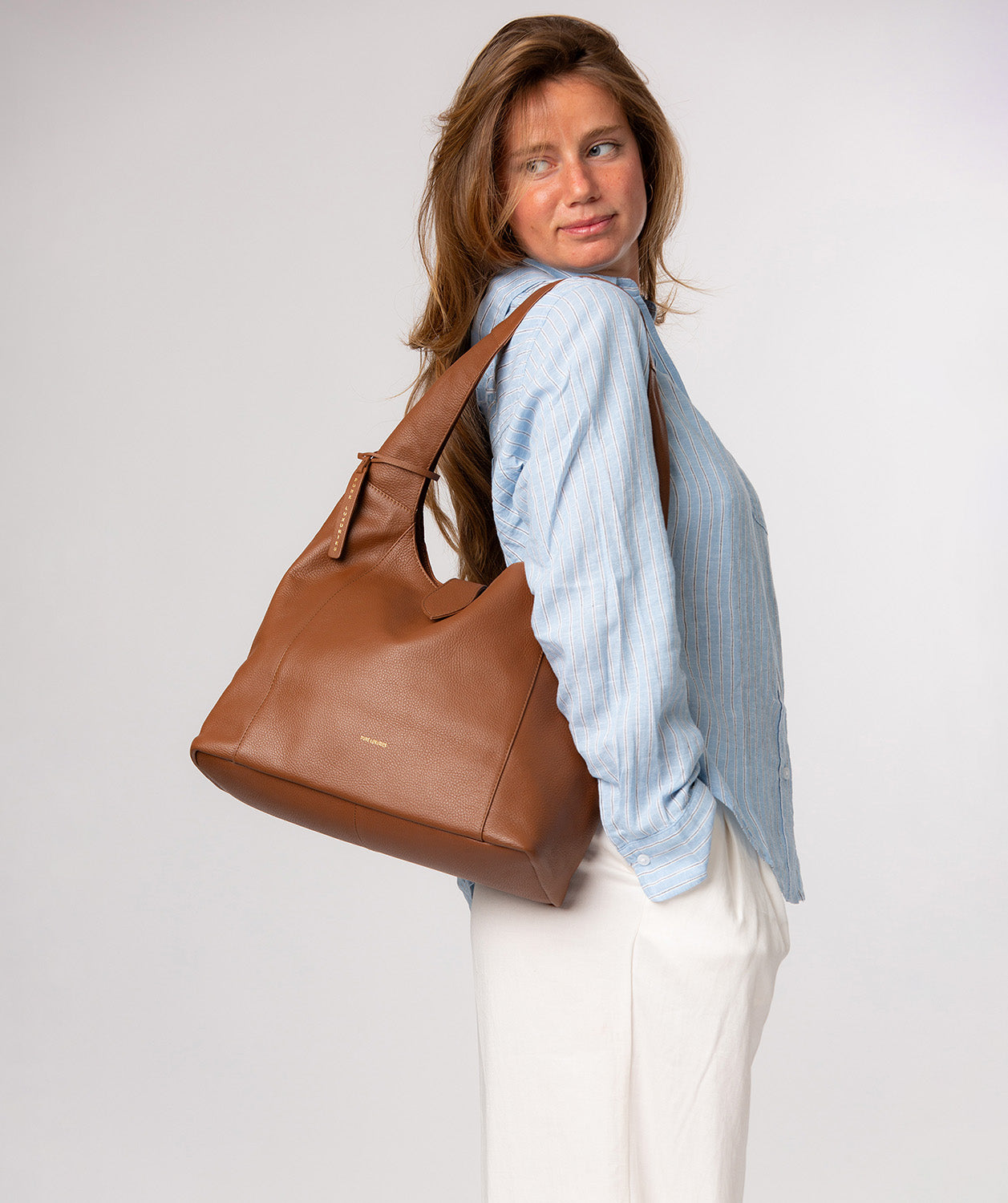 'Everly' Tan Leather Shoulder Bag