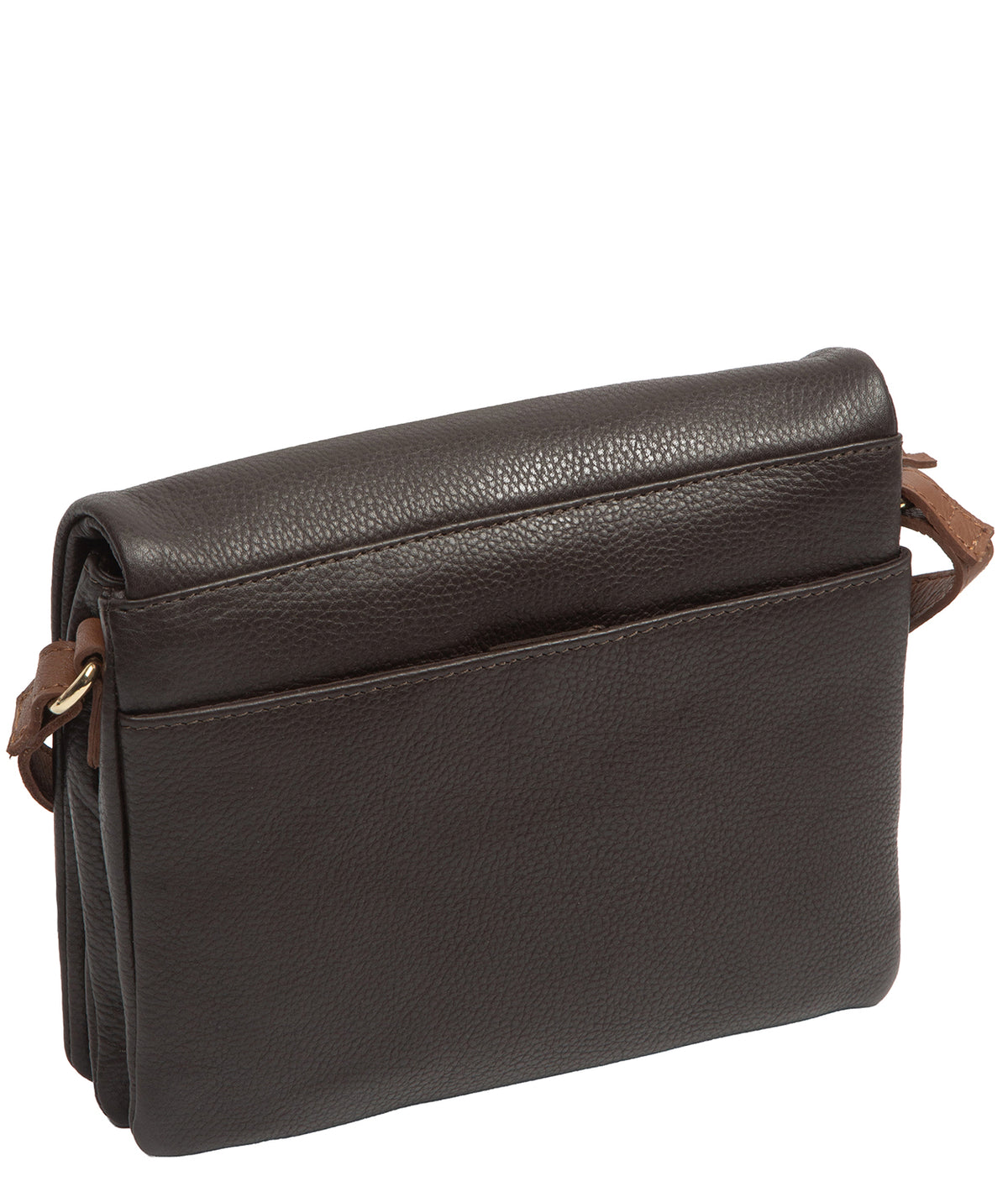 'Romy' Espresso & Rich Tan Leather Cross Body Bag