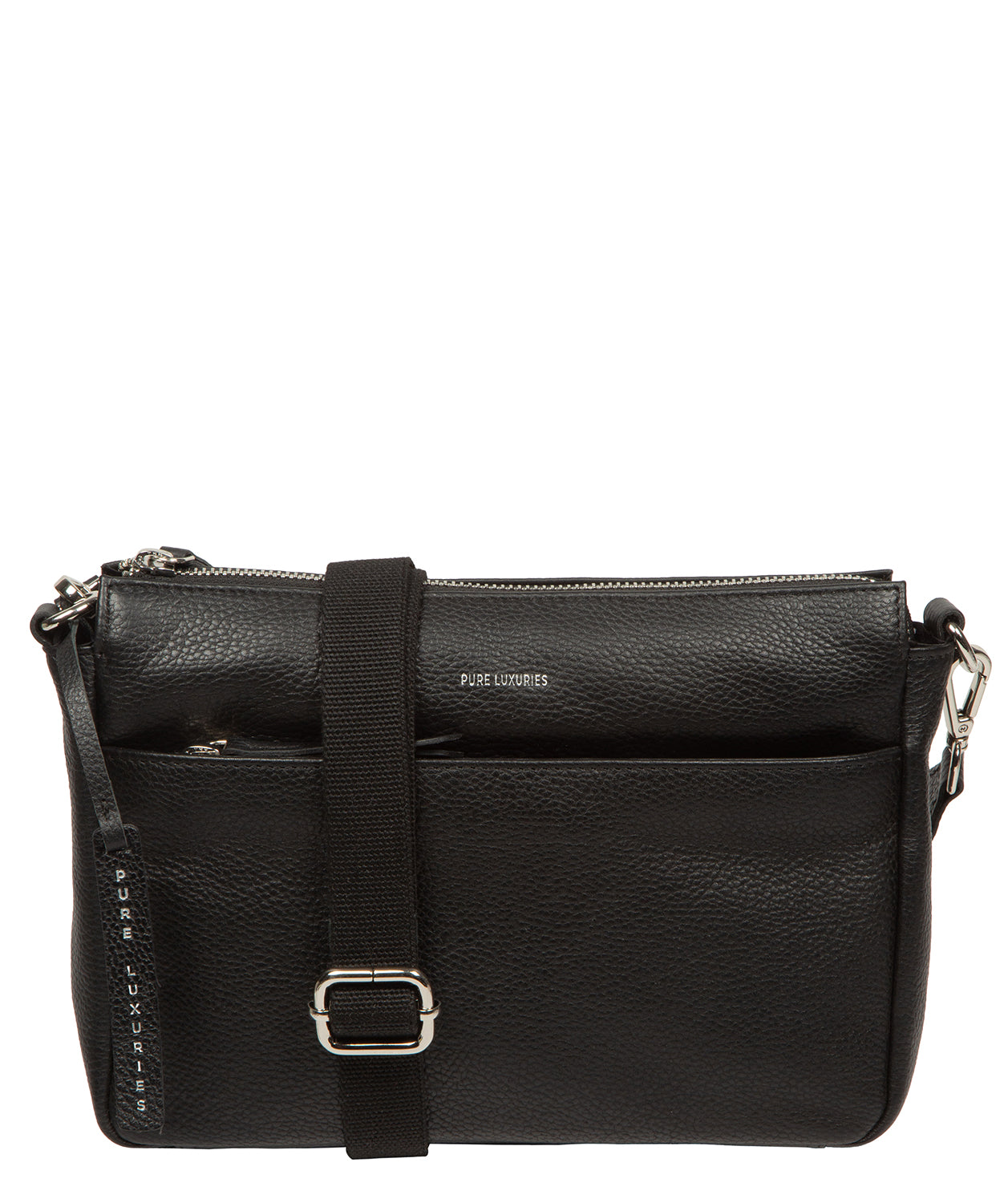 'Amara' Black Leather Cross Body Bag