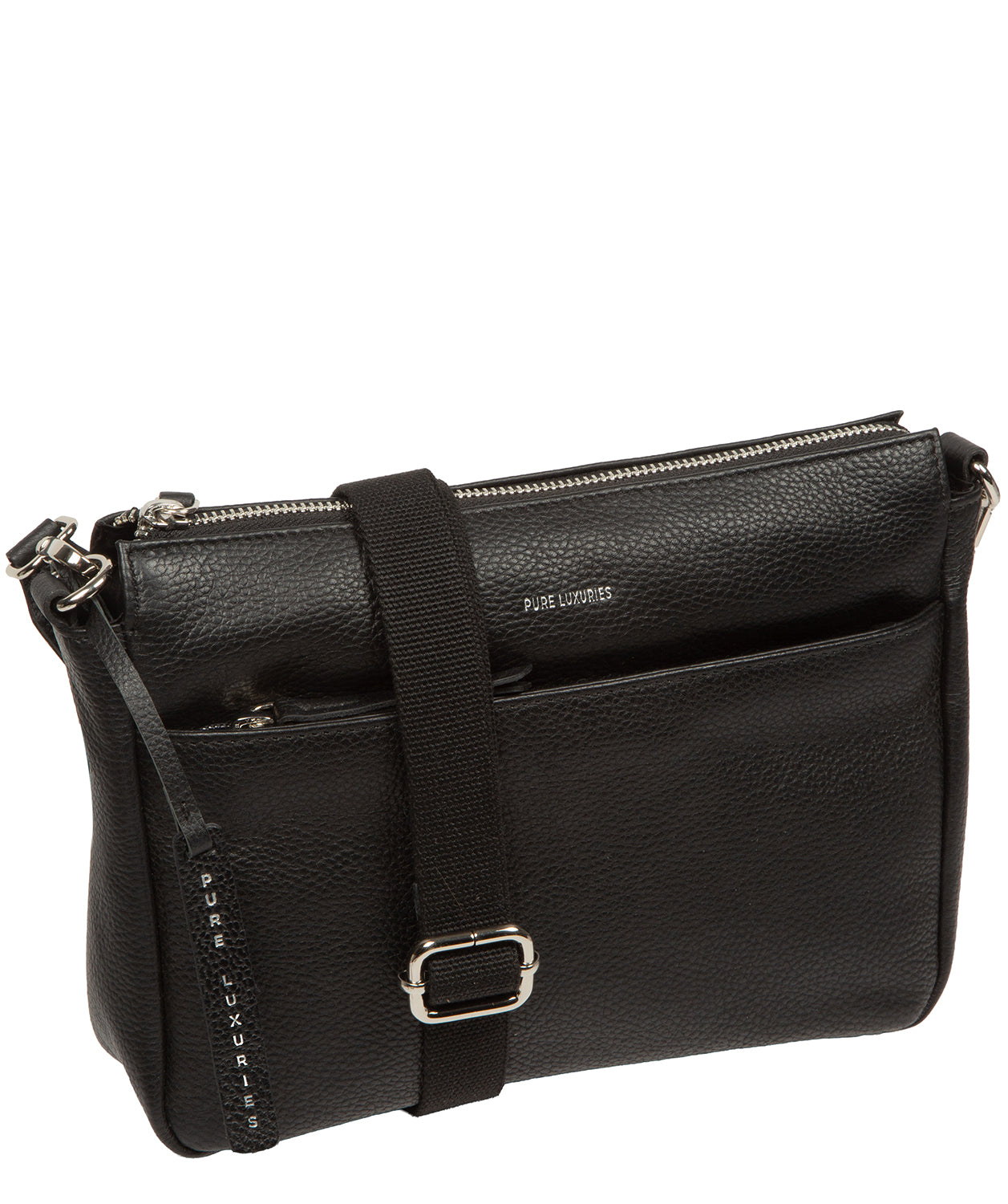 'Amara' Black Leather Cross Body Bag