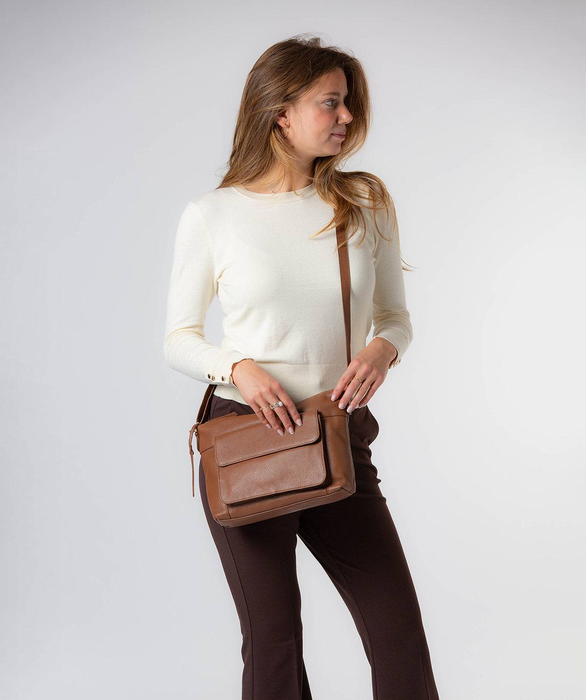 'Moreno' Tan Leather Cross Body Bag
