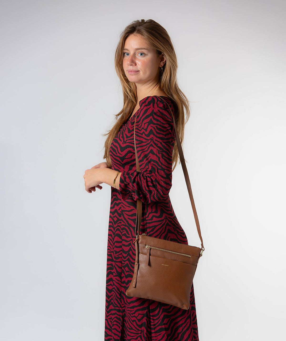 'Lucero' Tan Leather Cross Body Bag