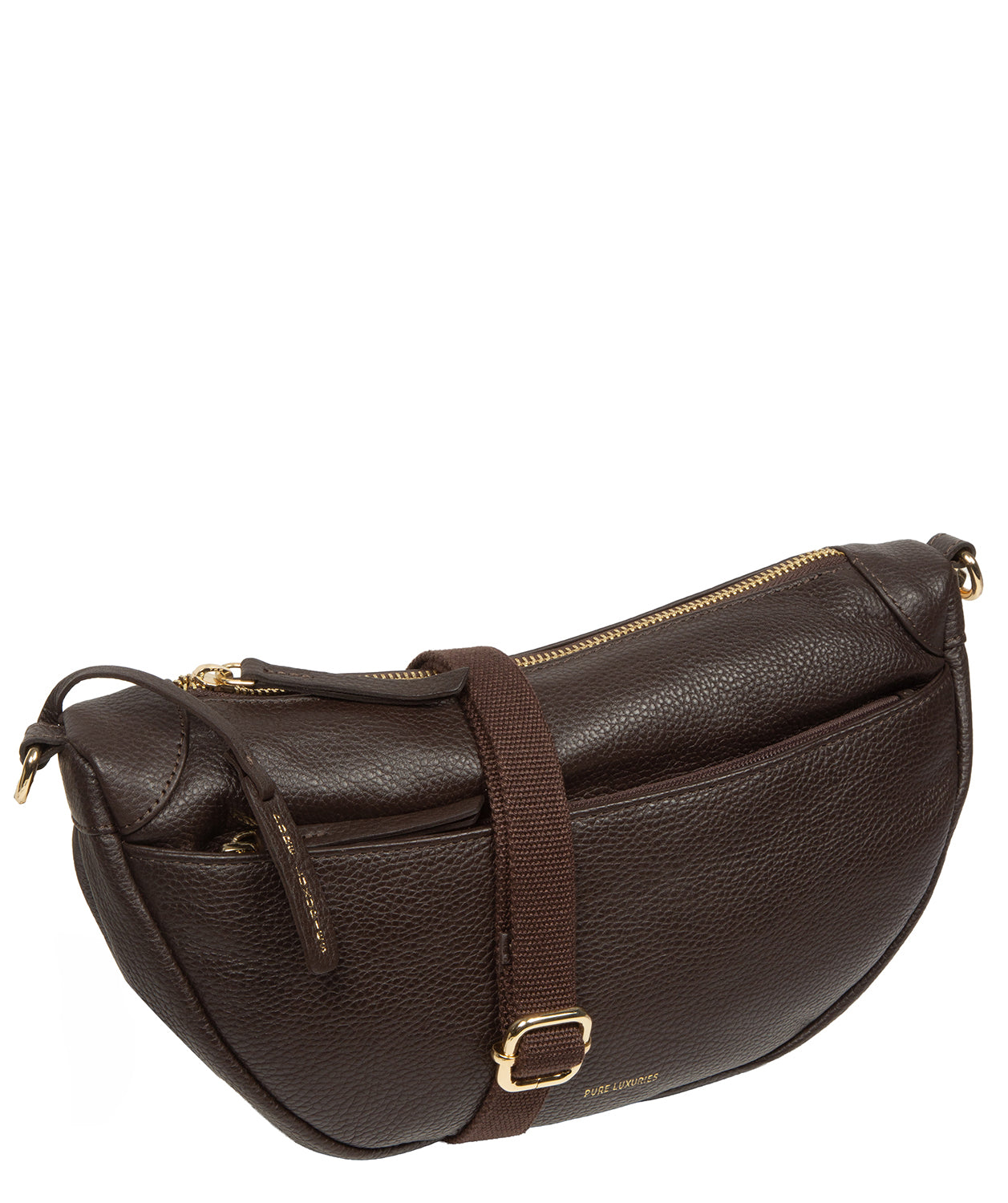 'Aubrey' Espresso Leather Cross Body Bag