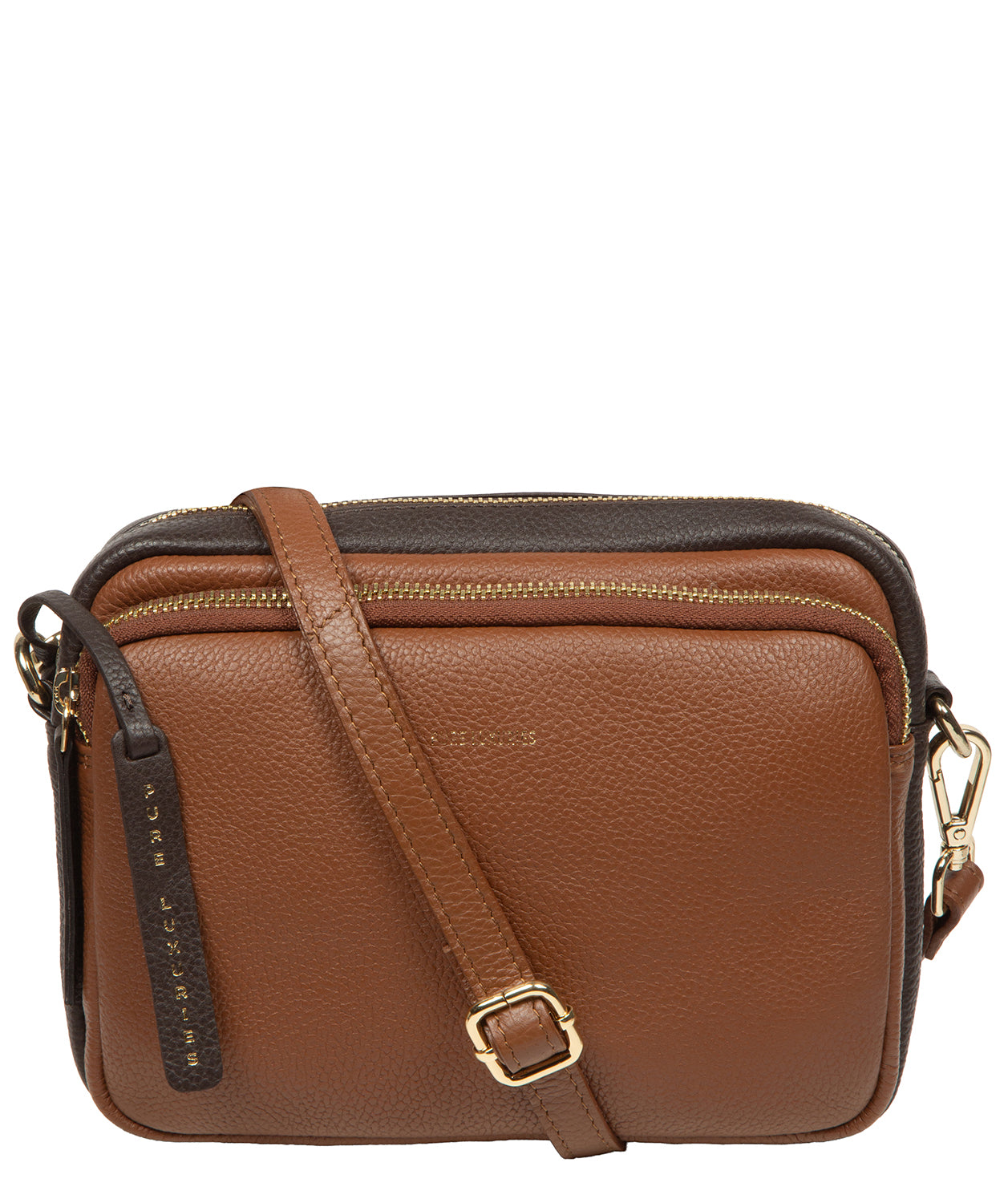 'Remi' Espresso & Tan Leather Cross Body Bag