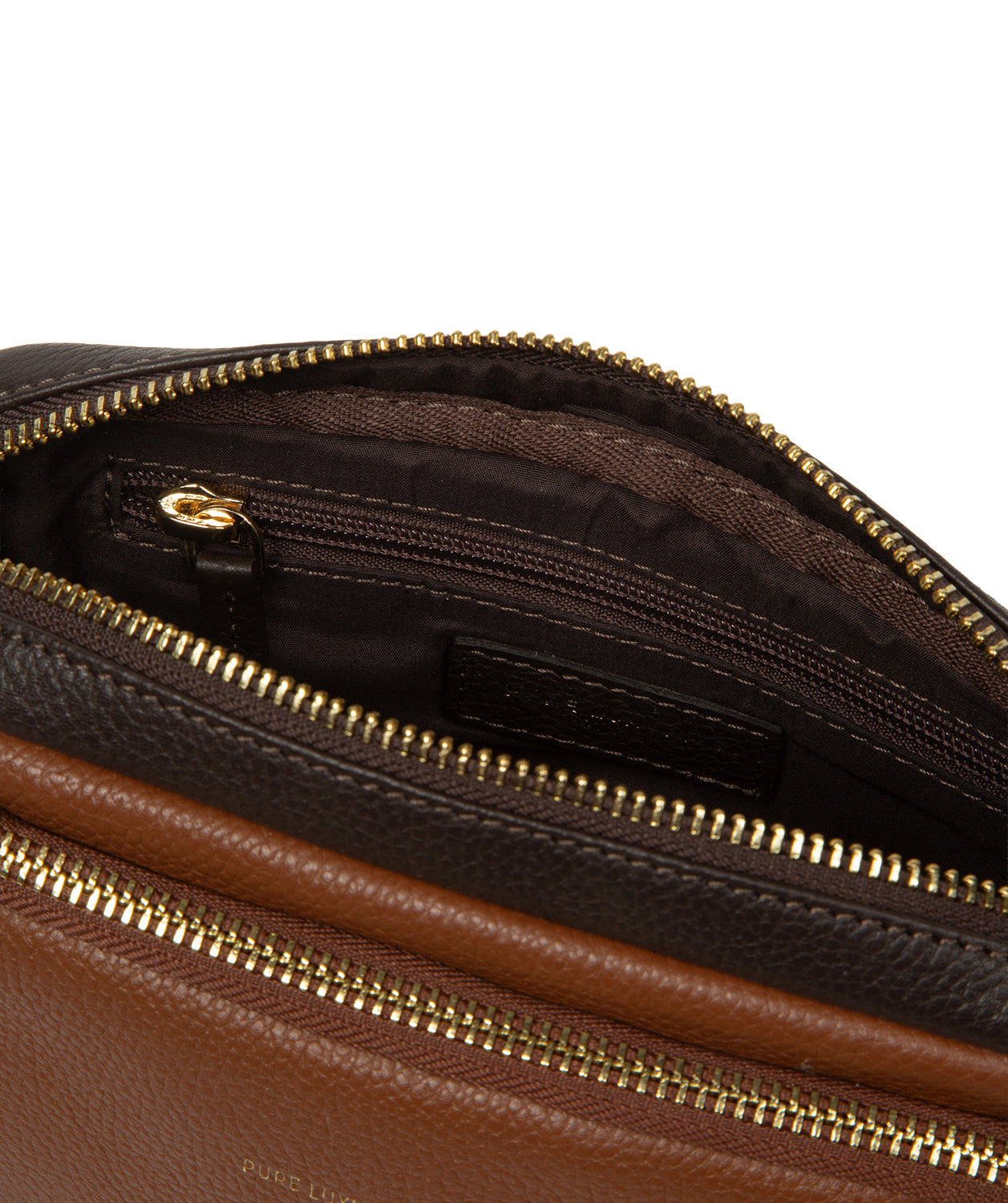 'Remi' Espresso & Tan Leather Cross Body Bag