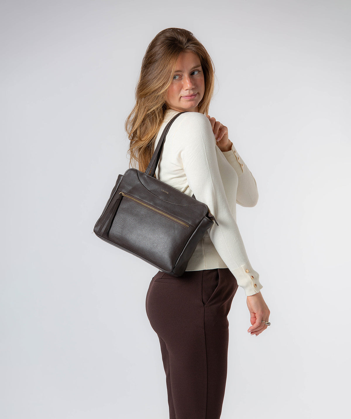 'Melody' Espresso Leather Handbag