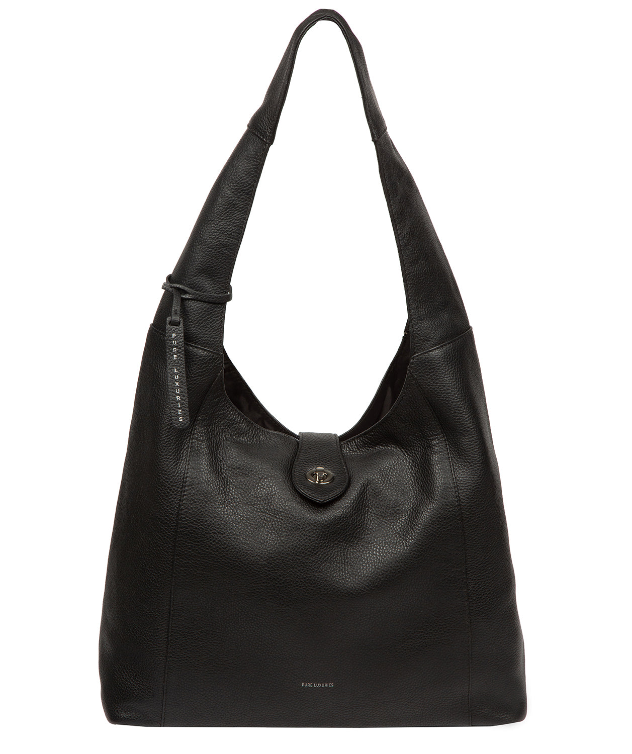 'Evora' Black Leather Shoulder Bag