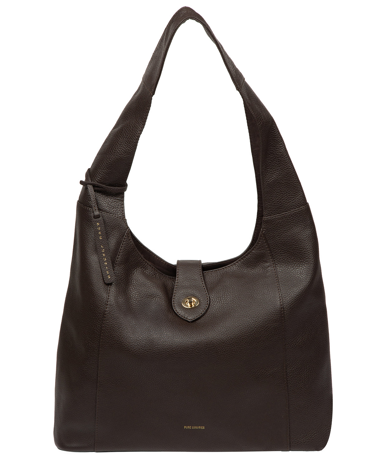 'Evora' Espresso Leather Shoulder Bag