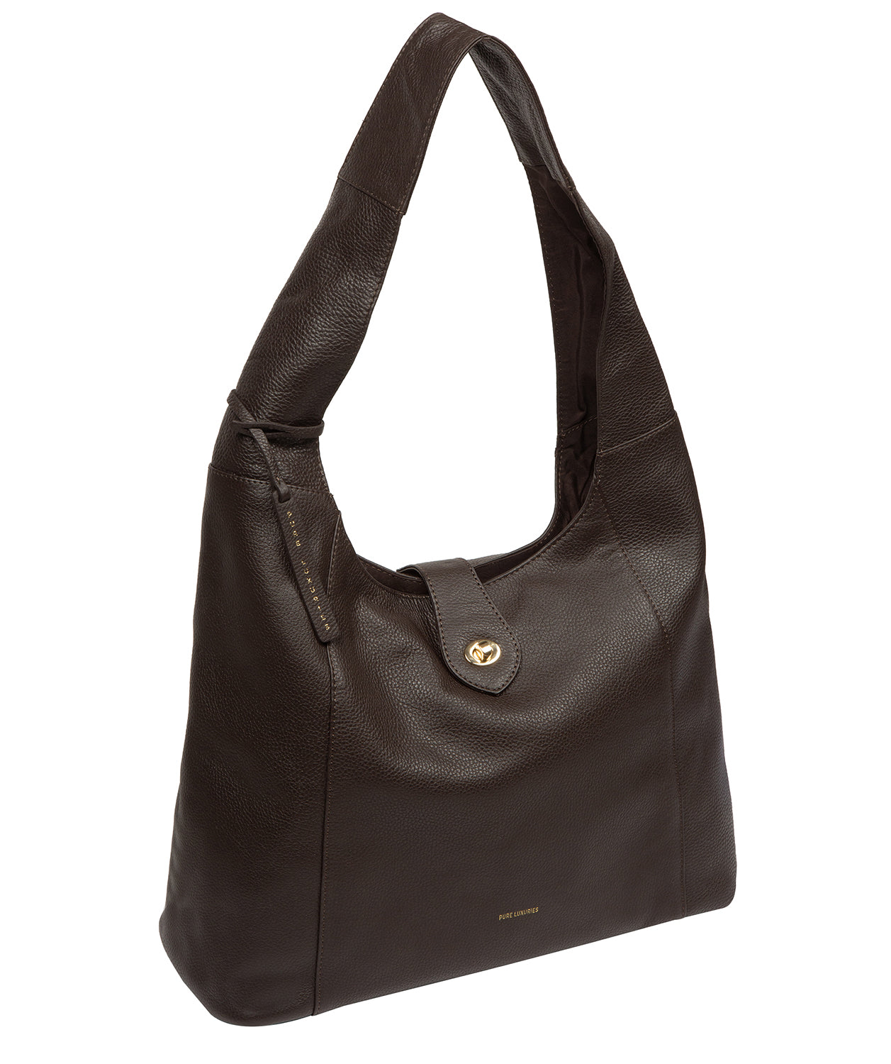 'Evora' Espresso Leather Shoulder Bag