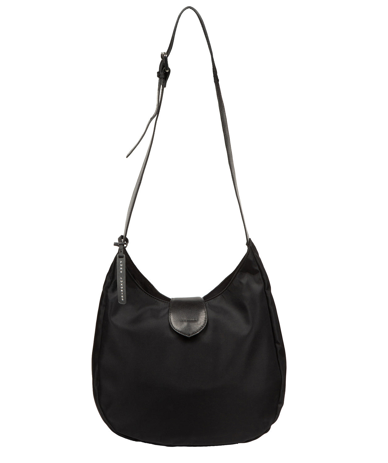 'Clemence' Black Canvas & Leather Shoulder Bag