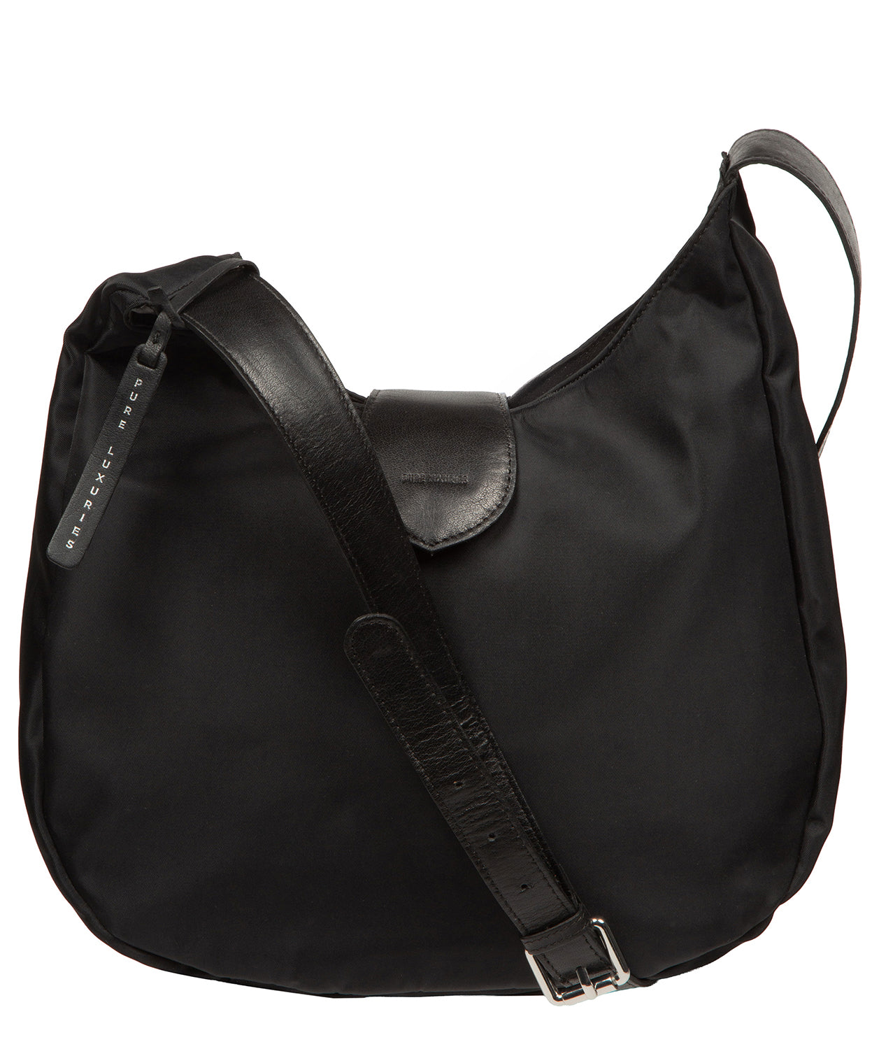 'Clemence' Black Canvas & Leather Shoulder Bag