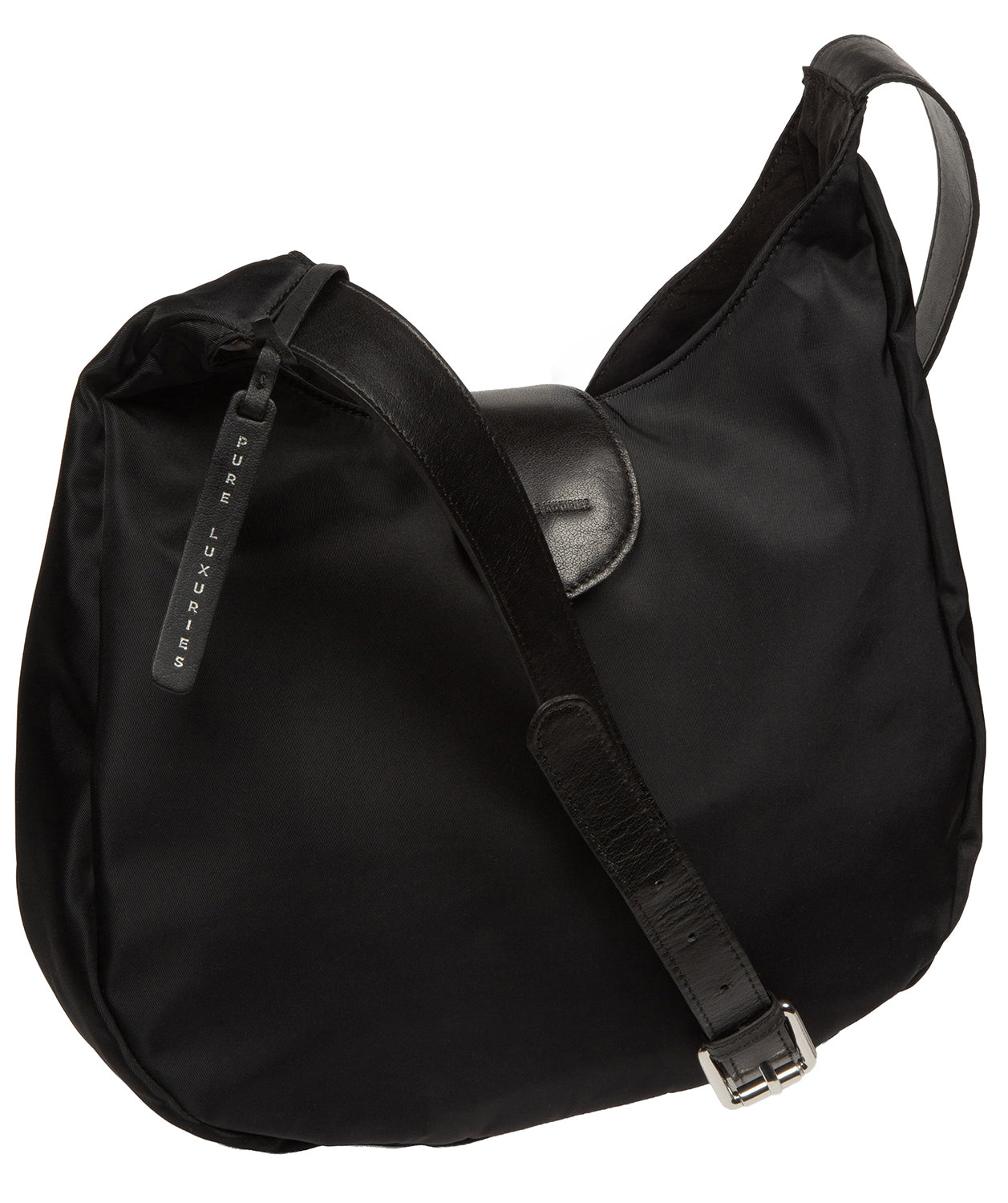 'Clemence' Black Canvas & Leather Shoulder Bag